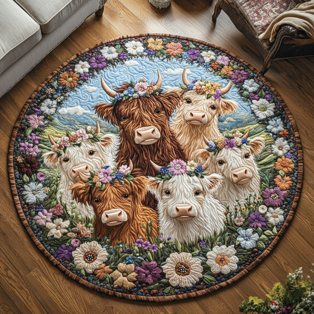 Farmhouse Floral Quilted Round Mat Door Entrance Decor Christmas Presents For Farmers