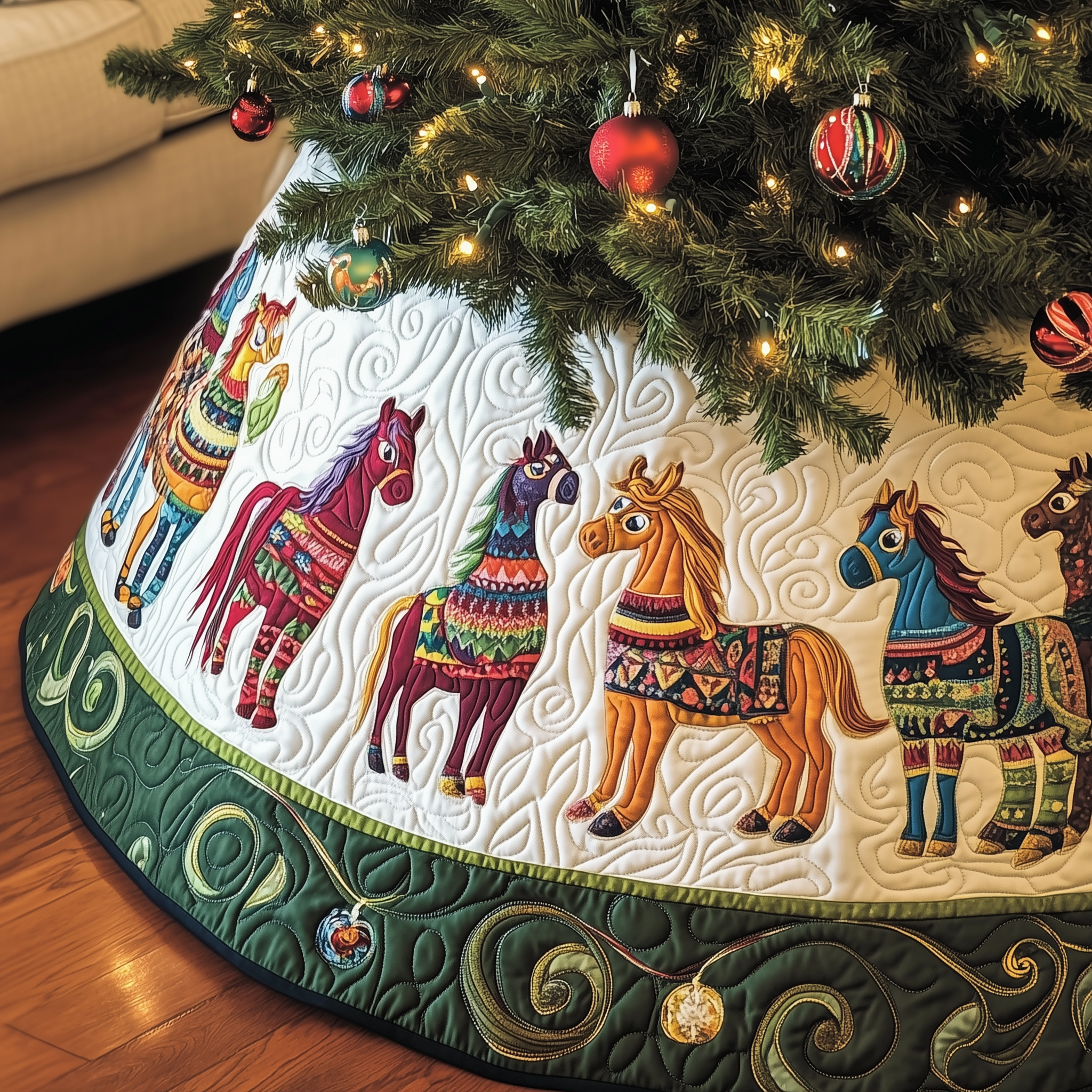 Farmhouse Horse Quilted Tree Skirt Joyful Home Merch Collection