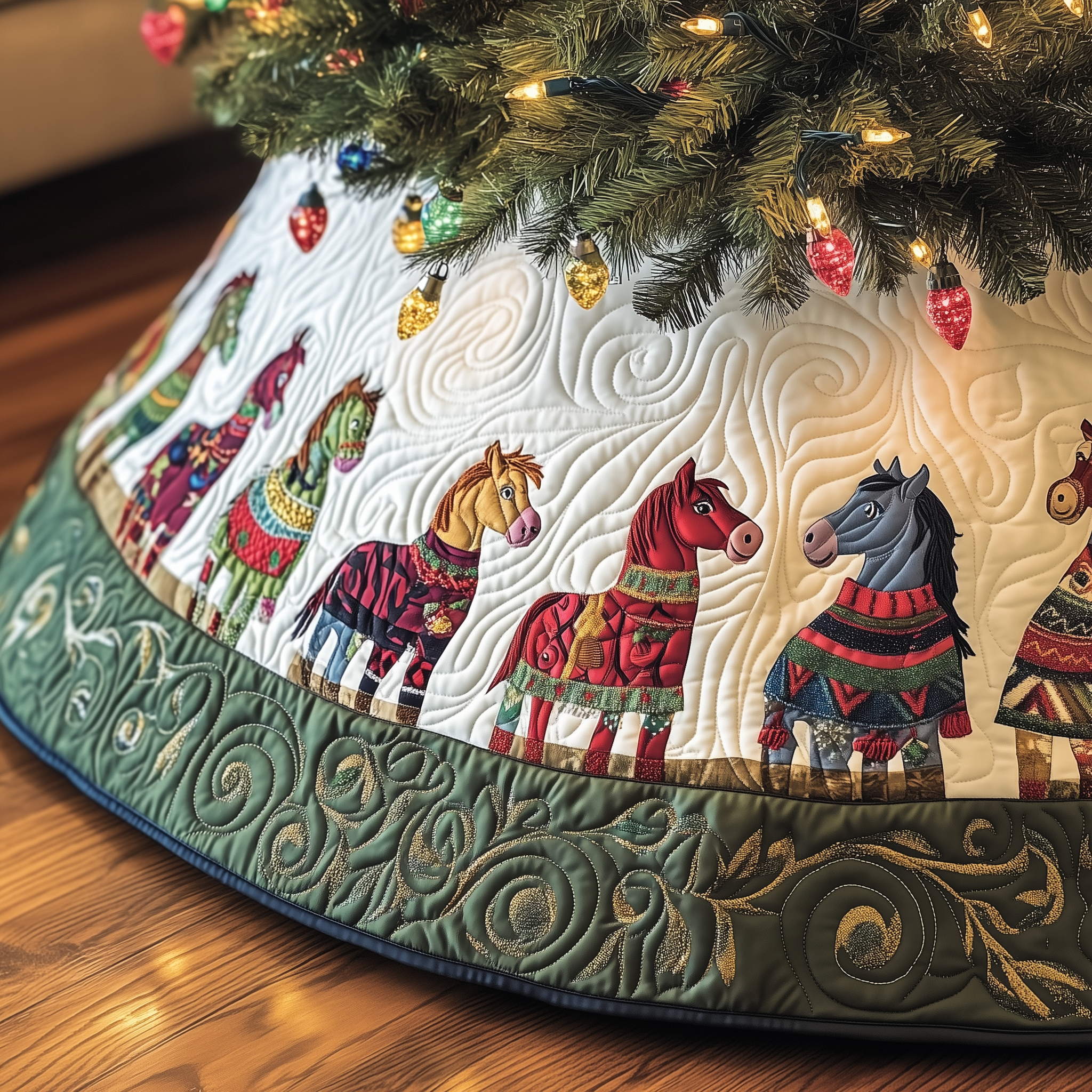Farmhouse Horse Quilted Tree Skirt Perfect Tree Skirt Decoration Merch