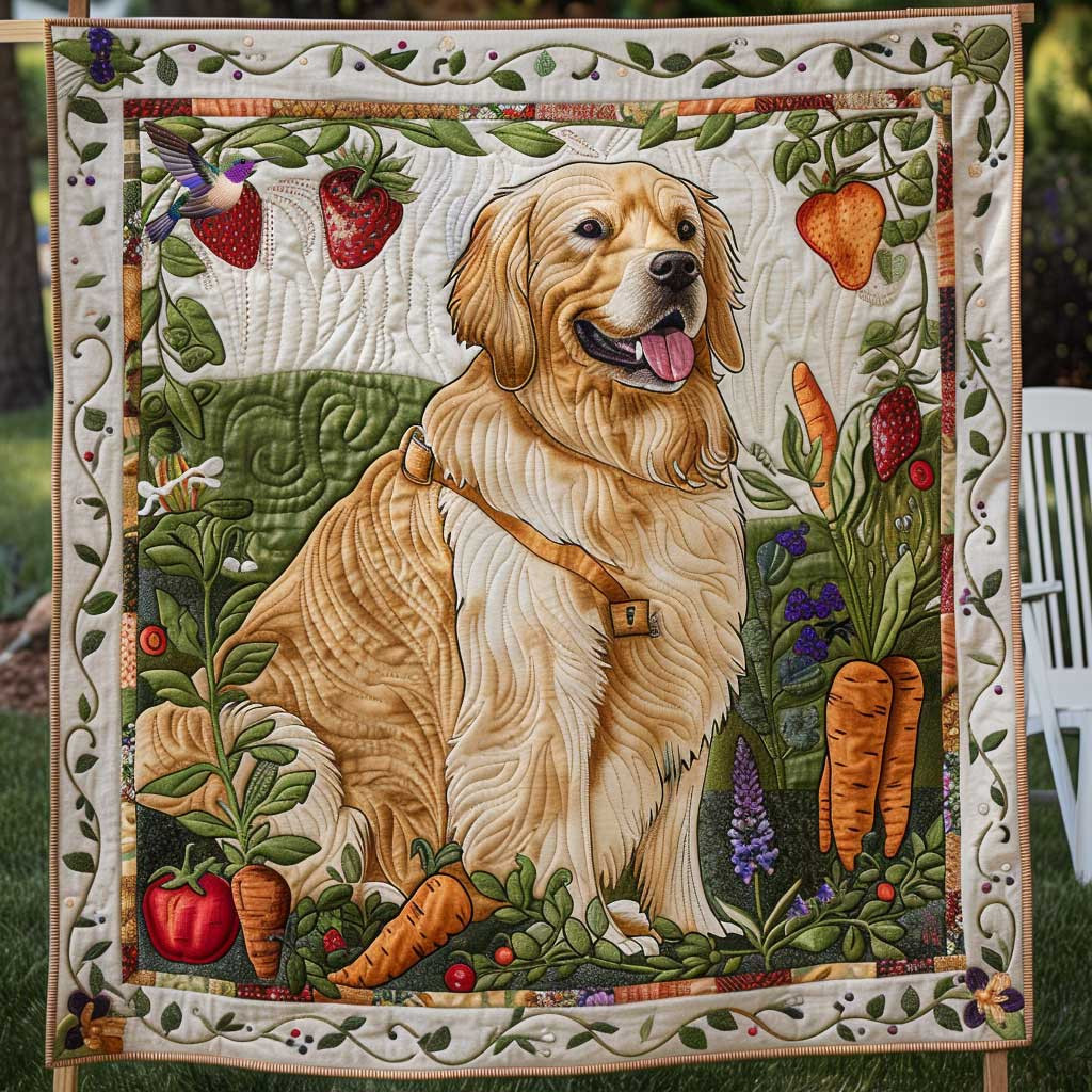 Farming Golden Retriever Holiday Christmas Quilt Blanket Unique Gifts For Farmers
