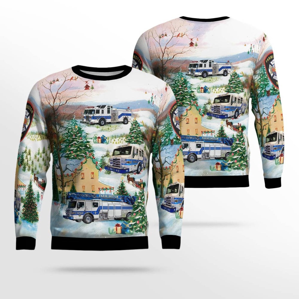 Farmington Fire Department AOP Sweater Xmas Unisex Sweater Christmas Gifts For Men Women