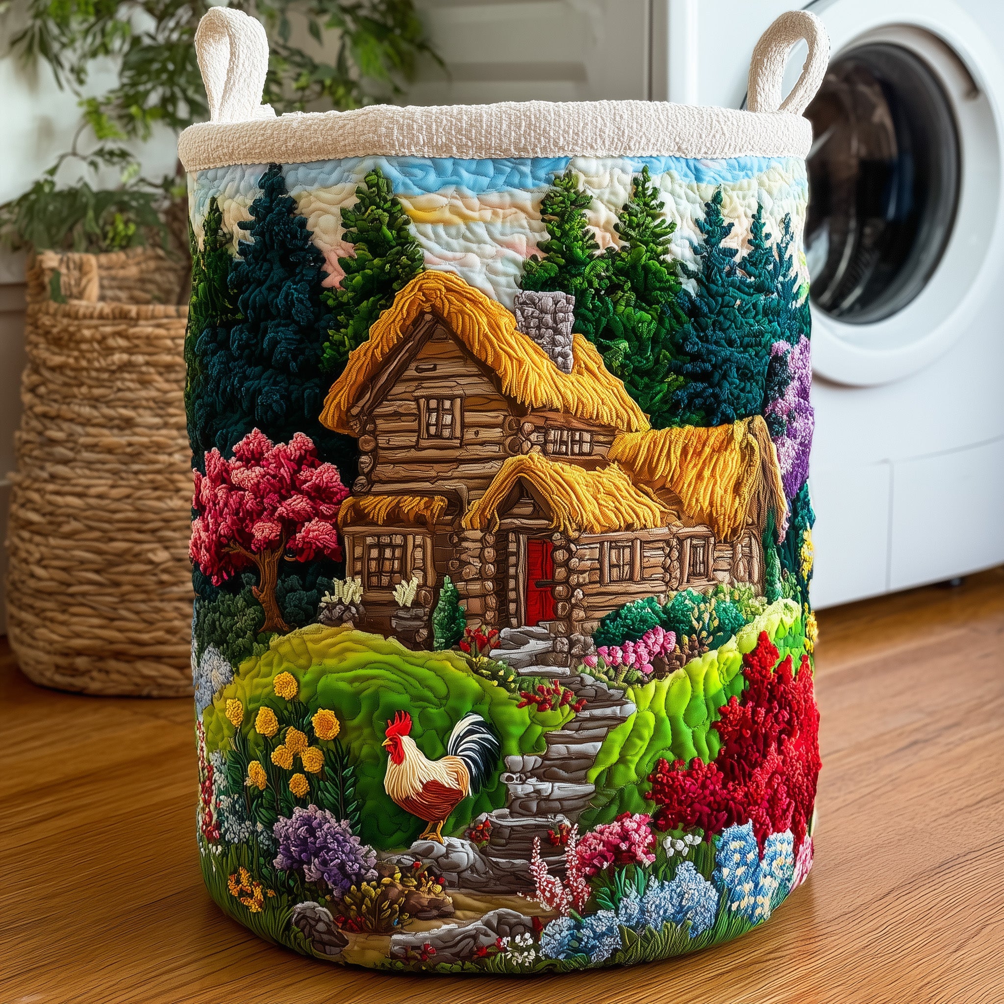 Farmlife Quilted Laundry Basket Adorable Nature Basket Gift For Enthusiasts