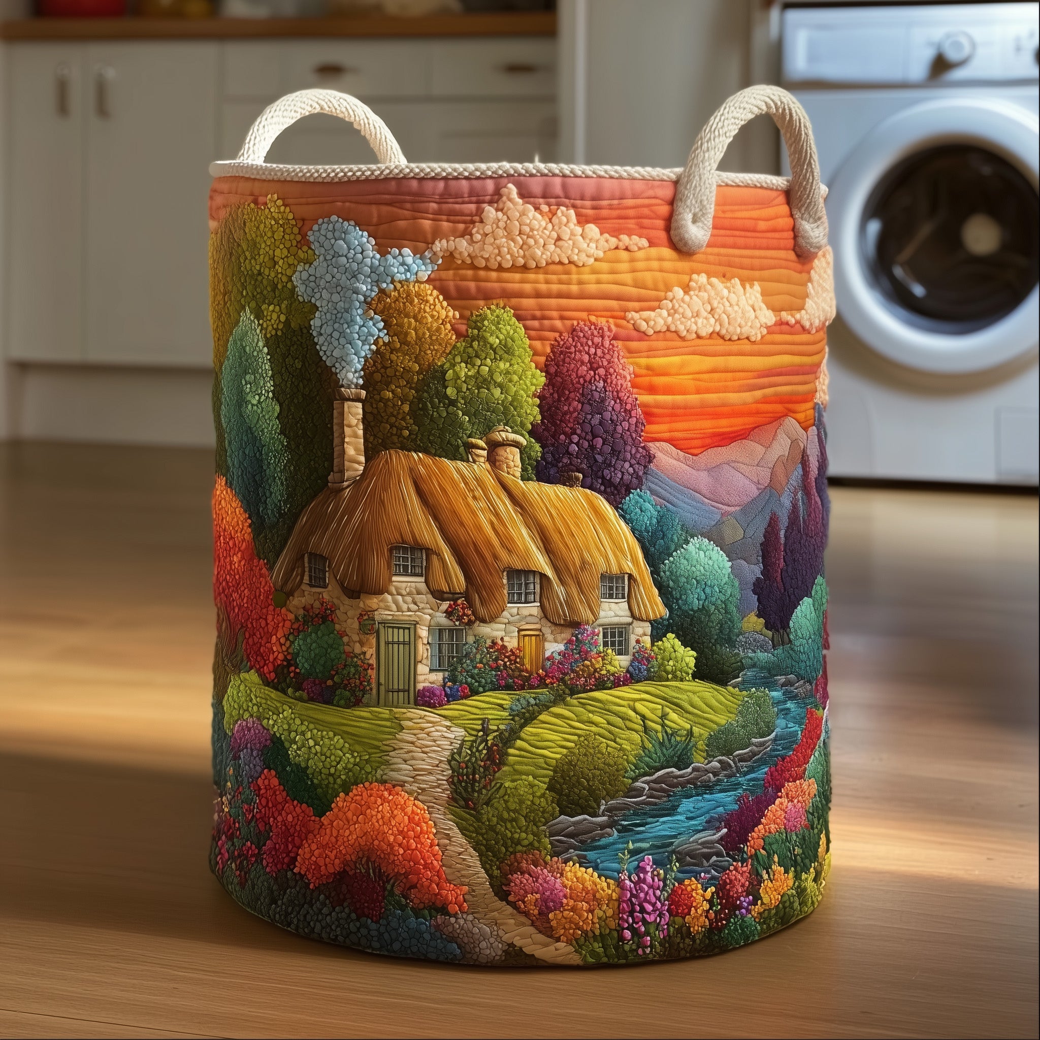 Farmlife Quilted Laundry Basket Charming Present For Nature Lovers