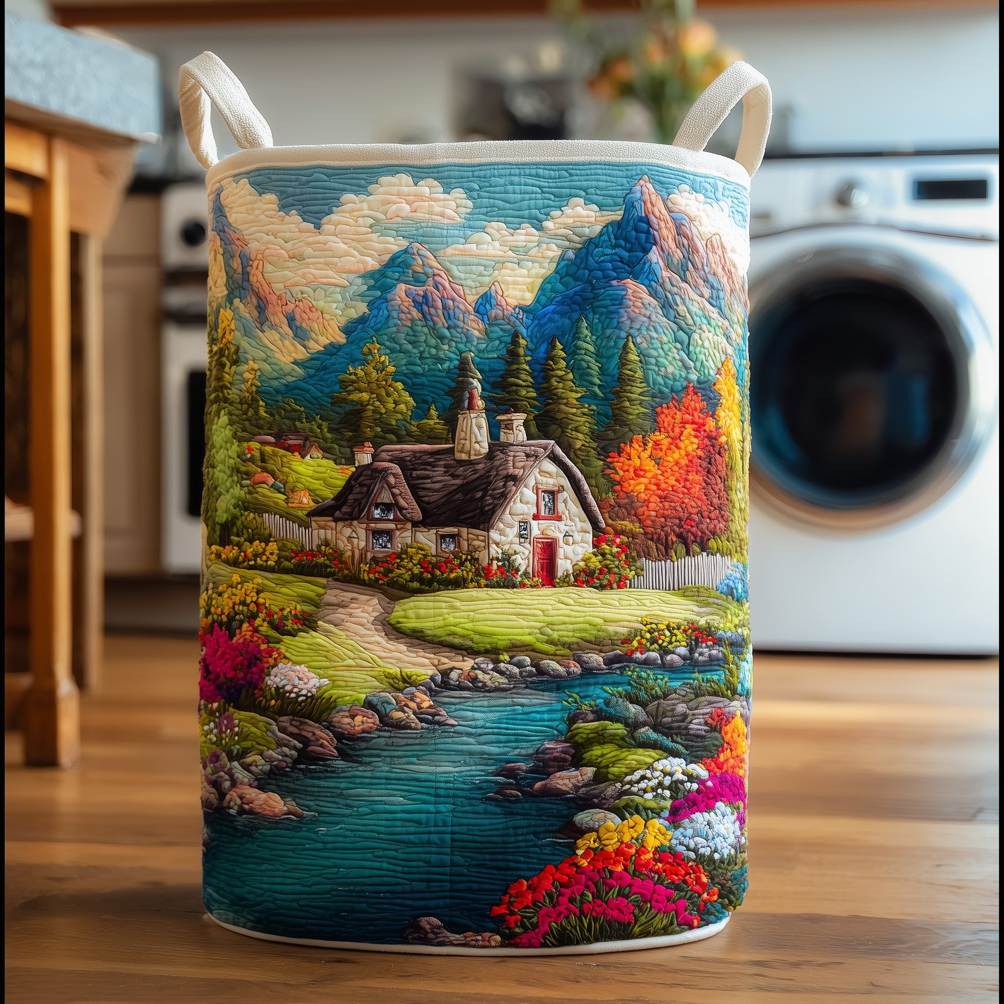 Farmlife Quilted Laundry Basket Delightful Present For Nature Enthusiasts