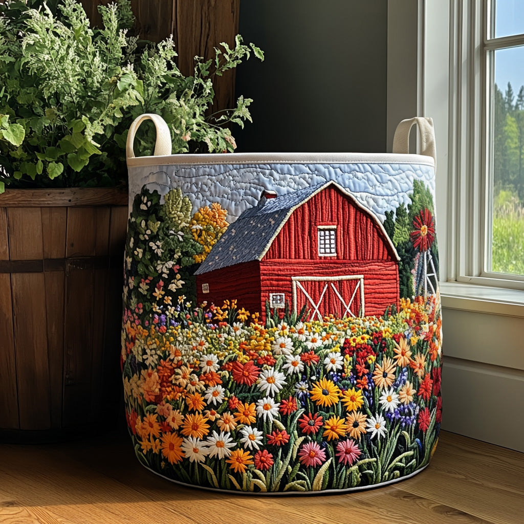 Farmstead Charm Quilted Laundry Basket Modern Quilted Laundry Basket Gift for Stylish Homes