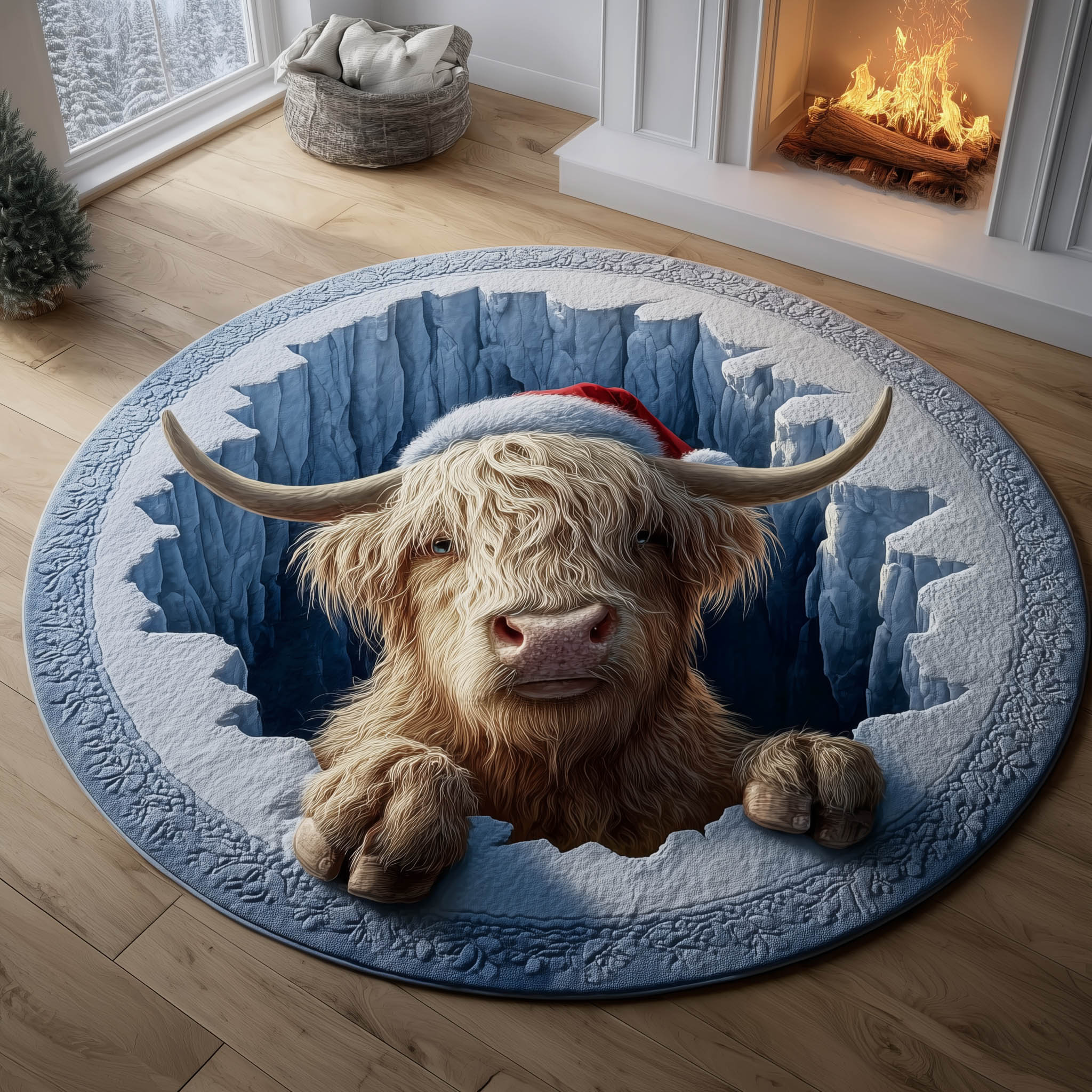 Farmstead Cow Quilted Round Mat Durable Quilted Round Mat for Everyday Use