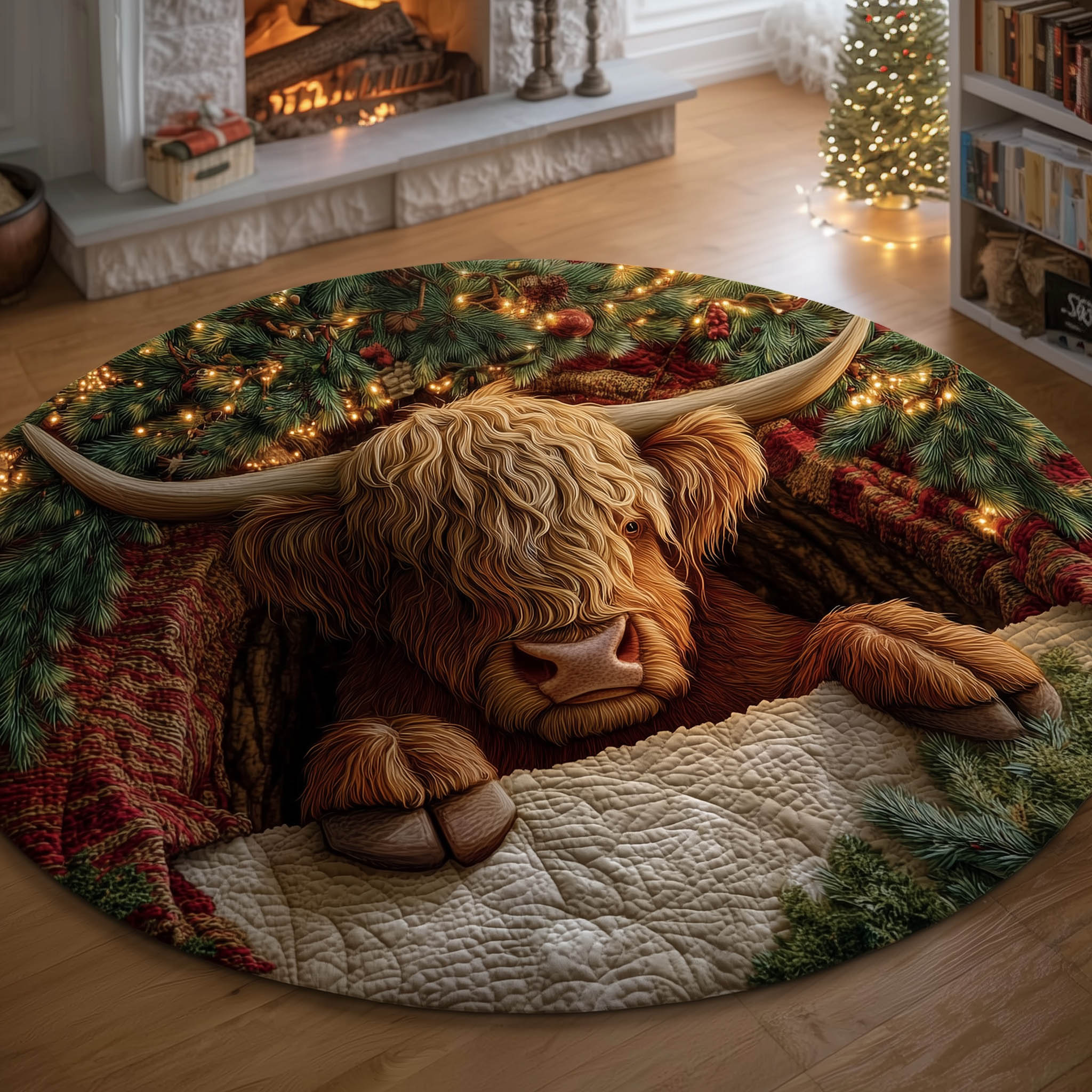 Farmstead Cow Quilted Round Mat Perfect Home Accessory Quilted Round Mat