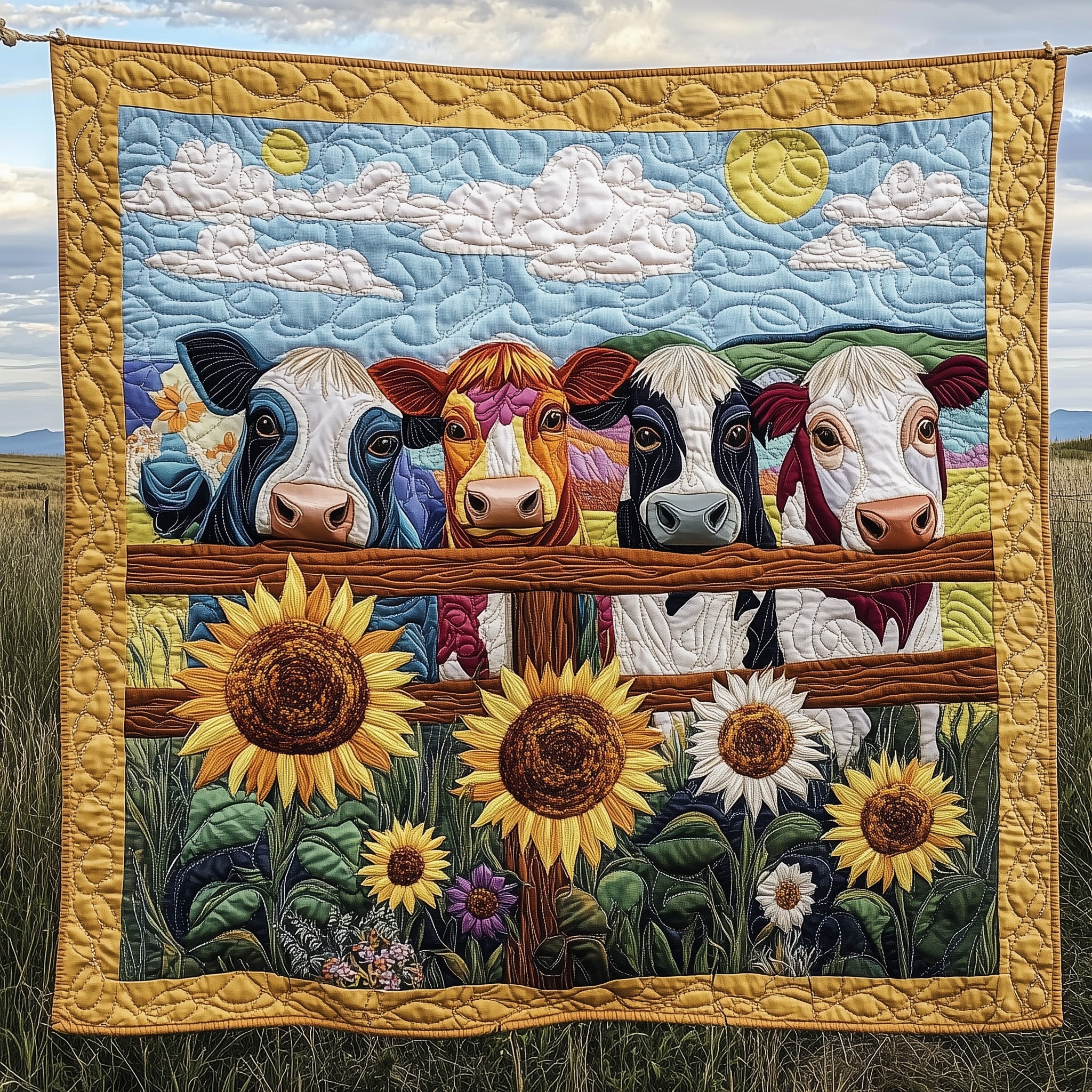 Farmstead Serenity Quilted Blanket Couch Throw BlanketCow Gifts For Him Her