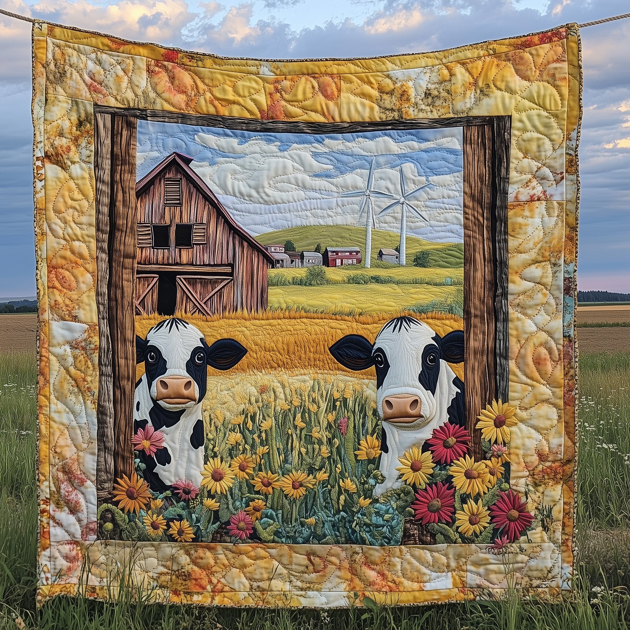 Farmstead Serenity Quilted Blanket Couch Throw BlanketCow Print Christmas Gifts