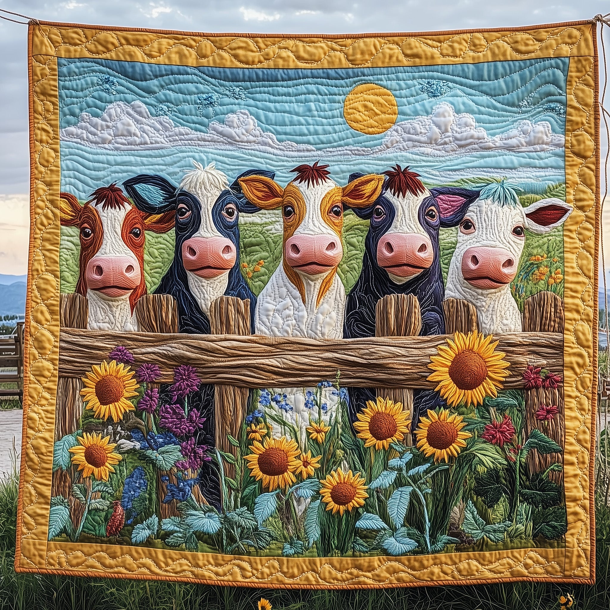 Farmstead Serenity Quilted Blanket Couch Throw BlanketCow Print Gifts Christmas