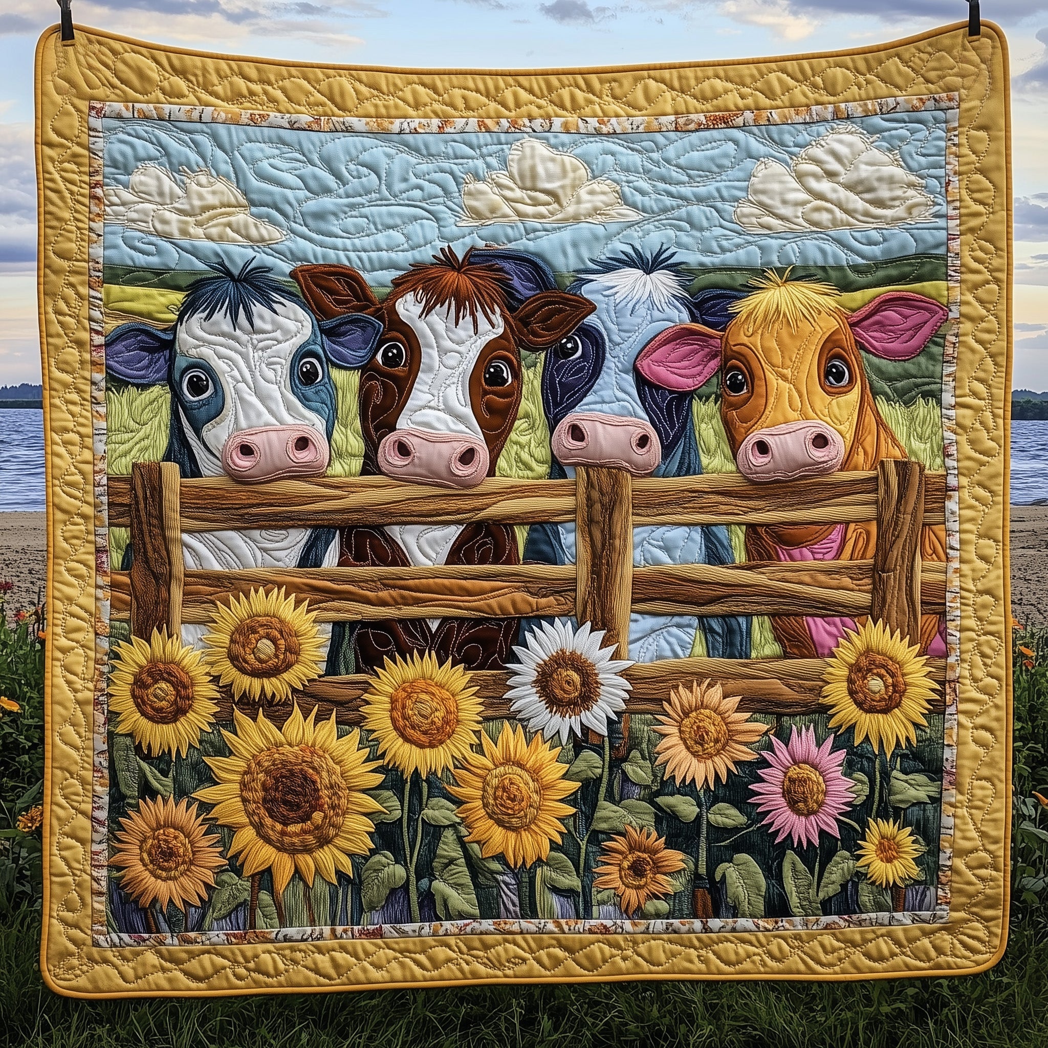 Farmstead Serenity Quilted Blanket Couch Throw BlanketCow Related Gifts Christmas