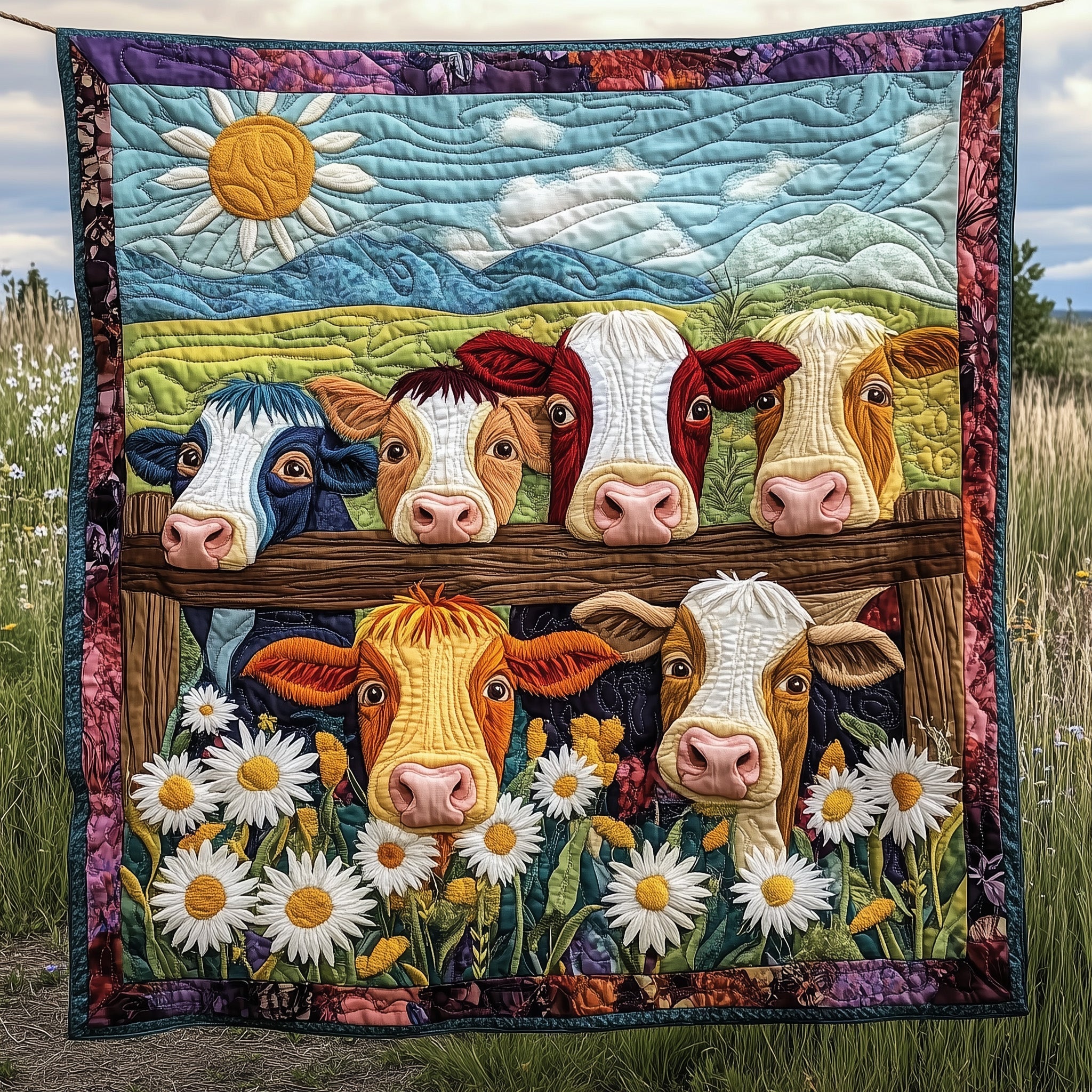 Farmstead Serenity Quilted Blanket Couch Throw BlanketCow Themed Gifts