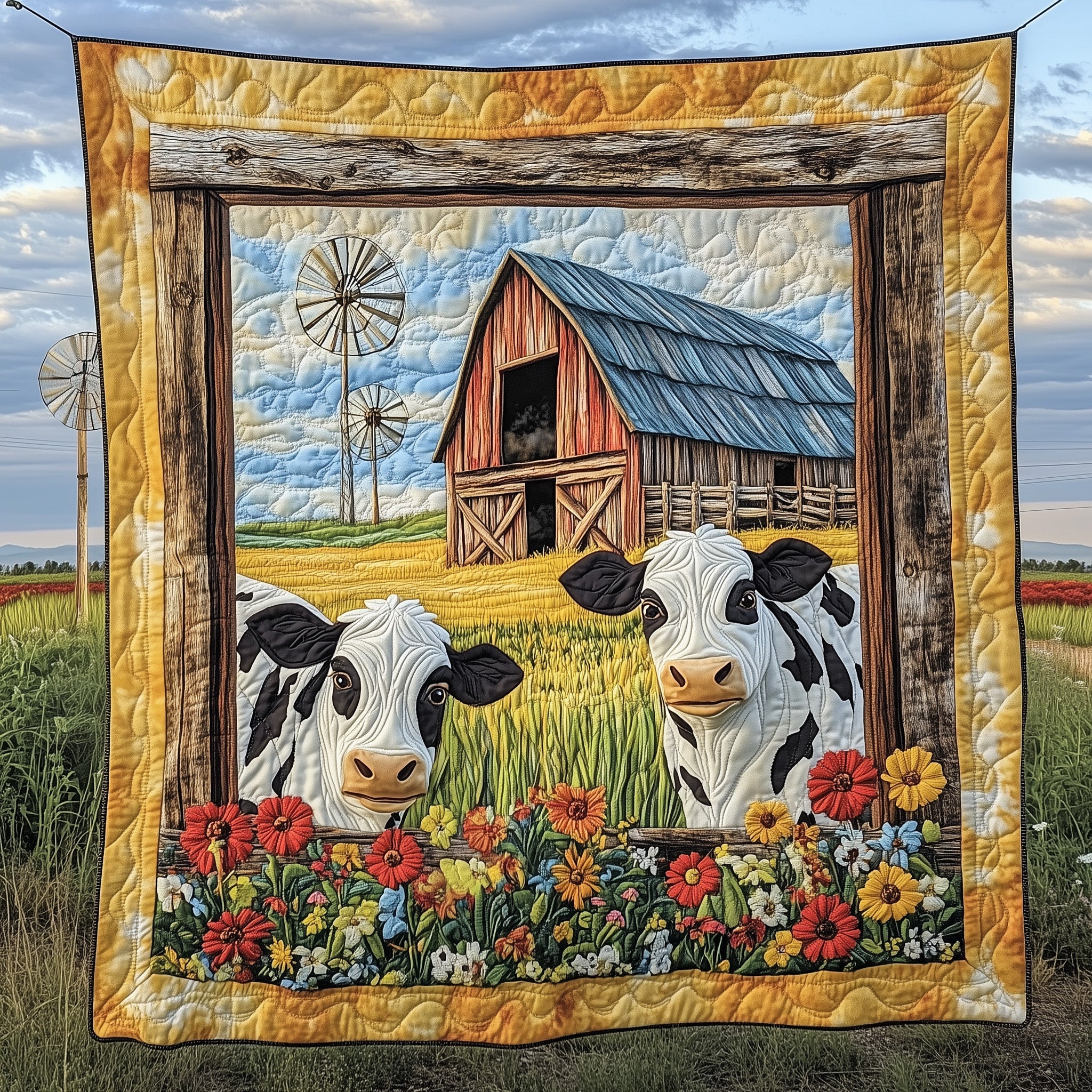 Farmstead Serenity Quilted Blanket Couch Throw BlanketCow Themed Stuff Christmas Gifts