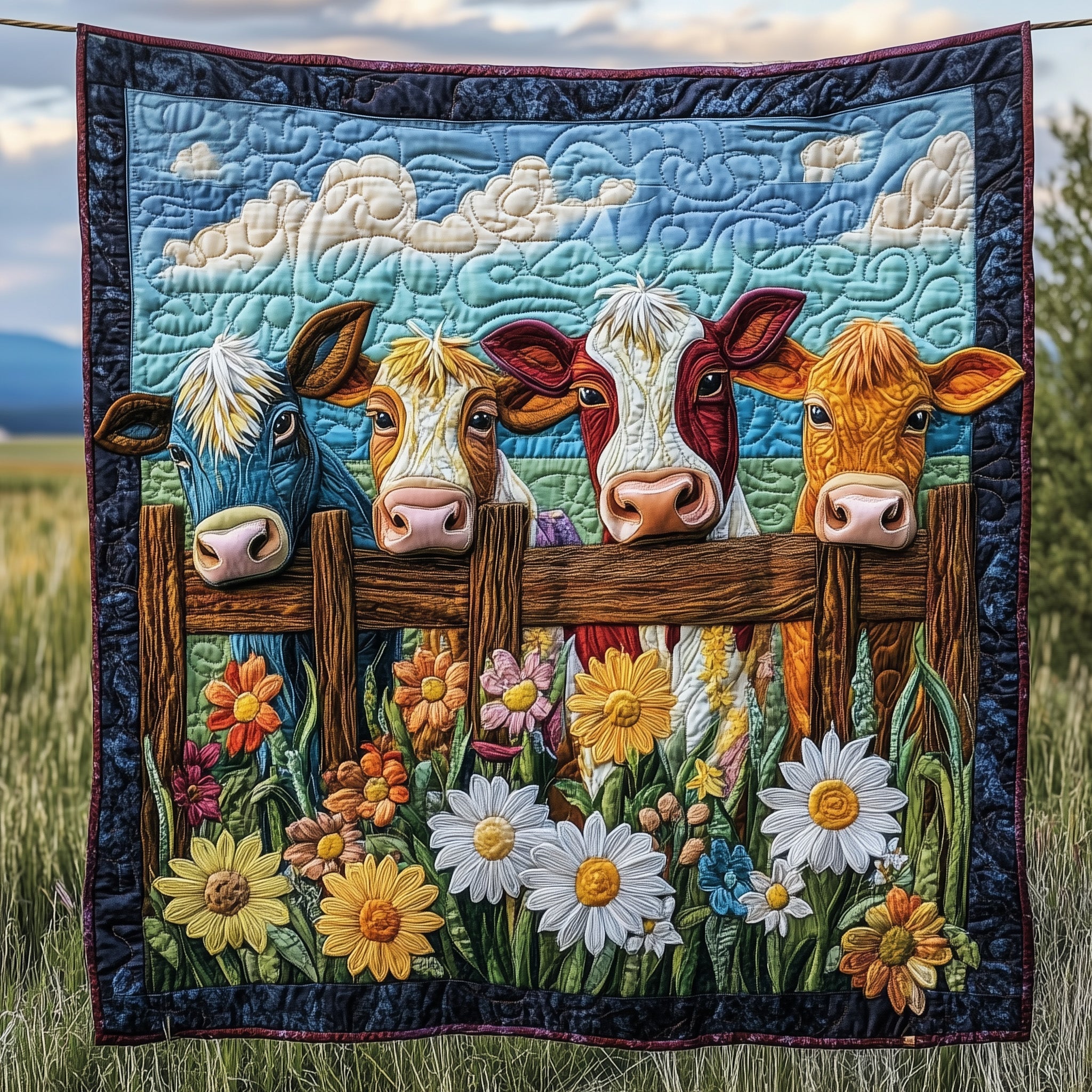 Farmstead Serenity Quilted Blanket Couch Throw BlanketCute Cow Gifts Christmas