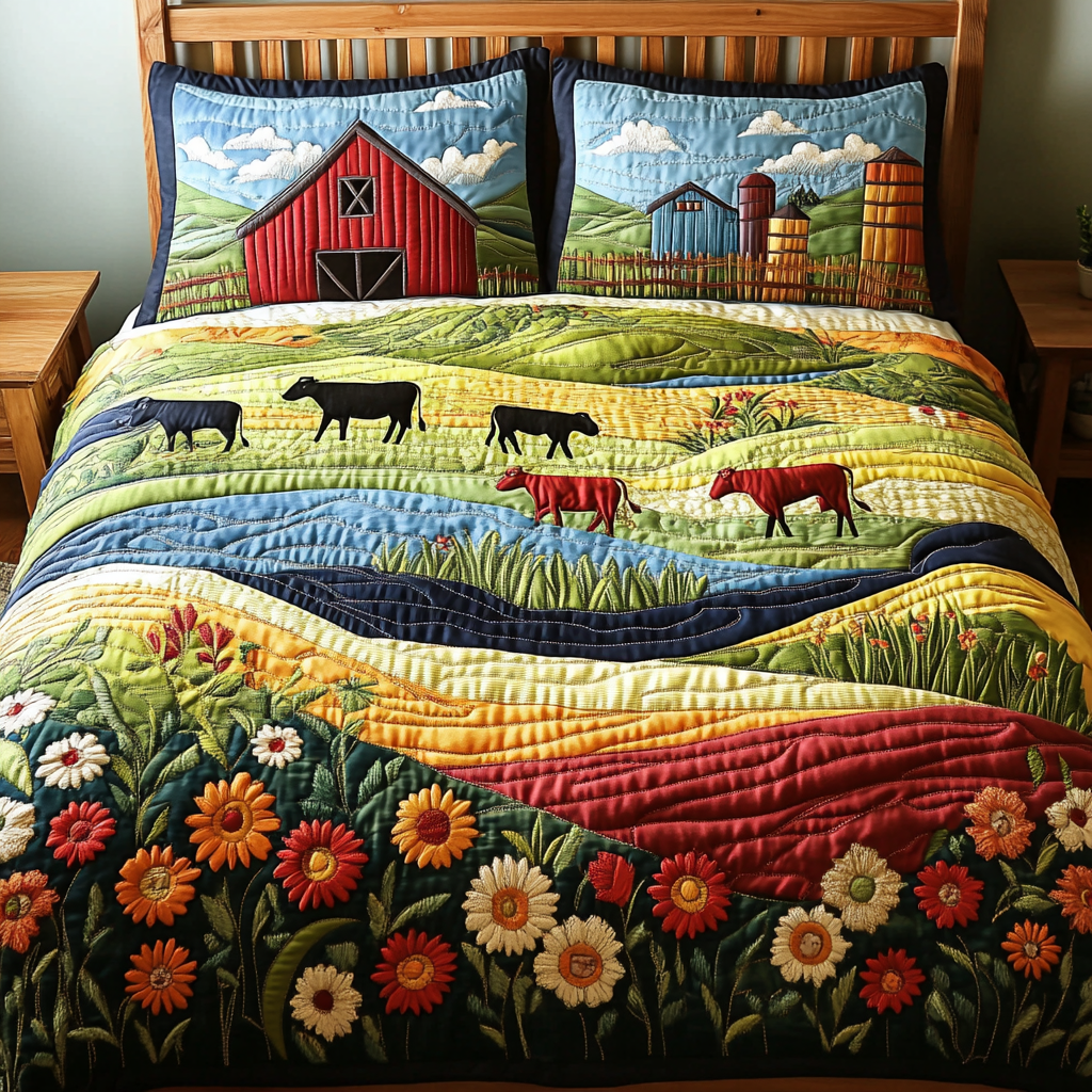 Farmstead Vibes Quilted Bedding Set Bedroom Farmhouse Decor Ideas Family Gift Ideas