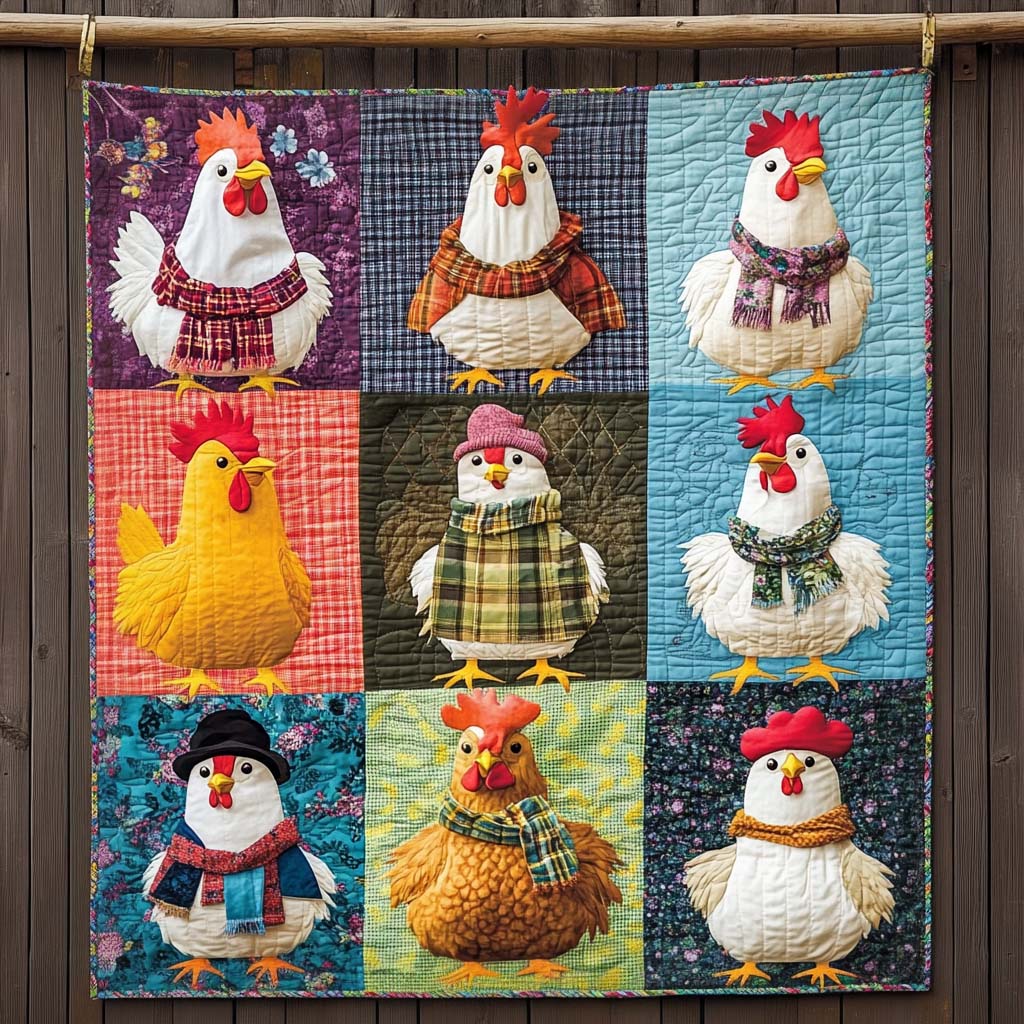 Farmyard Beauties Quilted Blanket Presents For Chicken Love