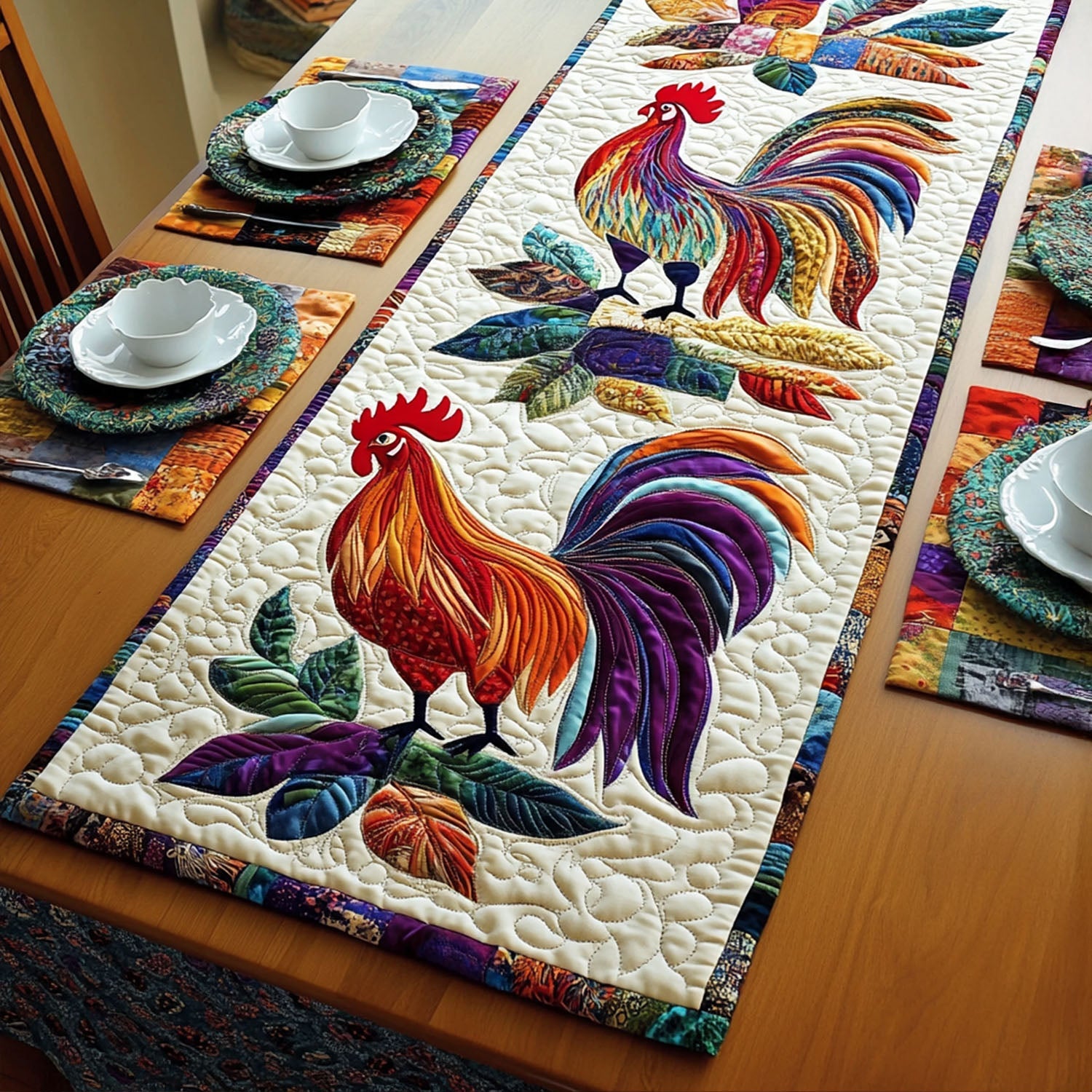 Farmyard Bliss Quilted Table Runner Dining Table Decor Ideas Chicken Related Gifts