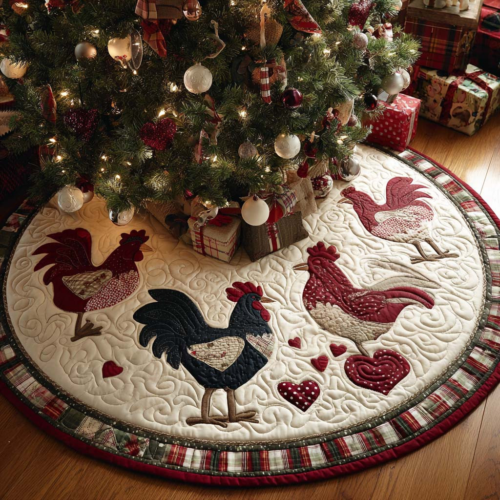 Farmyard Charm Christmas Quilted Tree Skirt Christmas Decor Ideas Chicken Lover Xmas Gifts