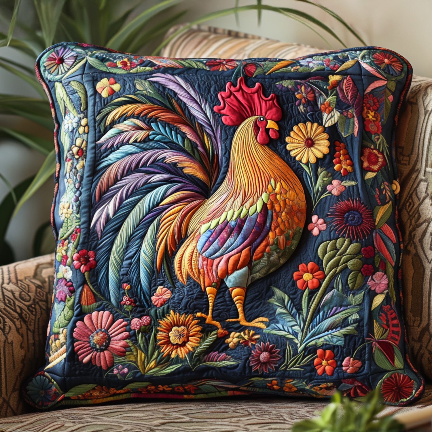 Farmyard Fancy Quilted Pillow Case Decorative Pillow Cases Gifts For Chicken Lovers