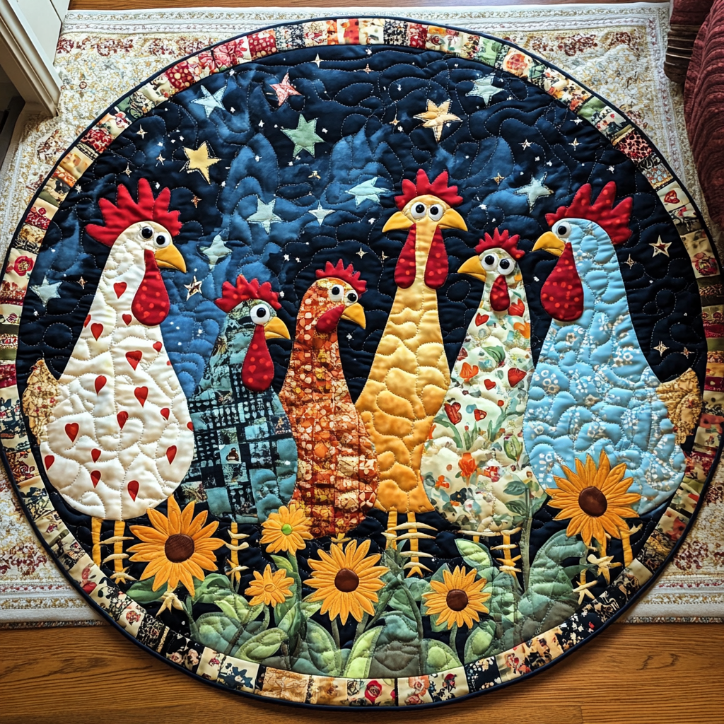 Farmyard Flair Quilted Round Mat Entryway Design Ideas Gifts For Chicken Owners