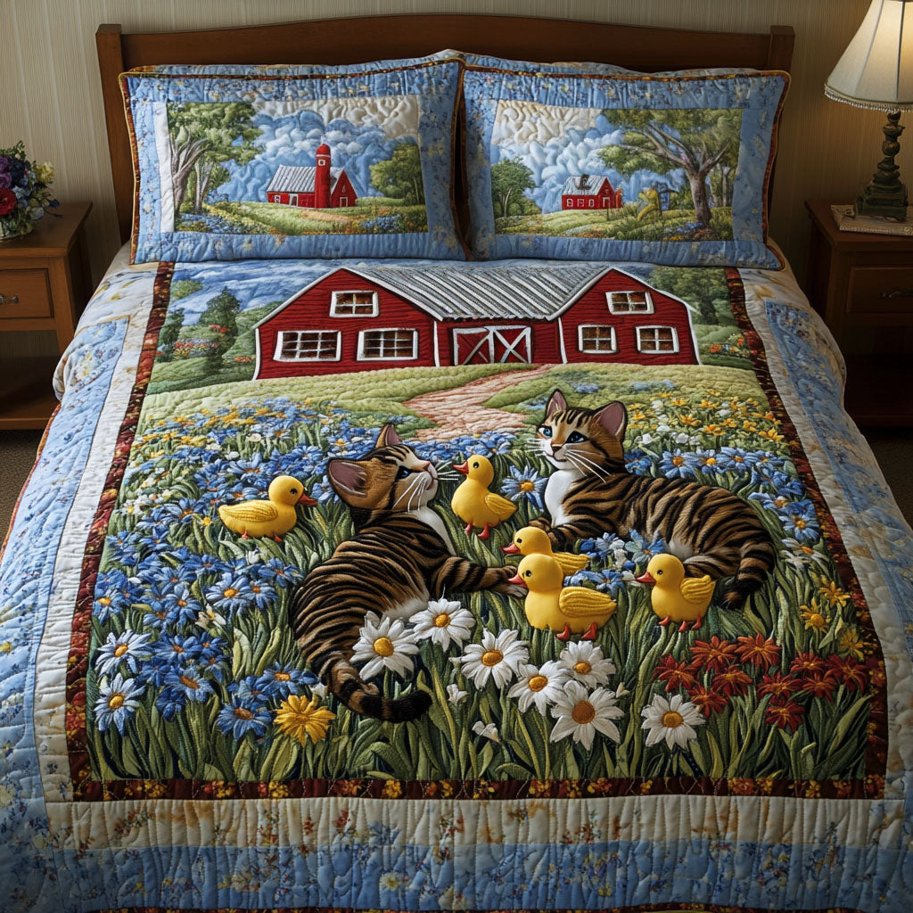 Farmyard Friends Quilted Bedding Set Bed Decor Best Christmas Gifts For Cat Lovers