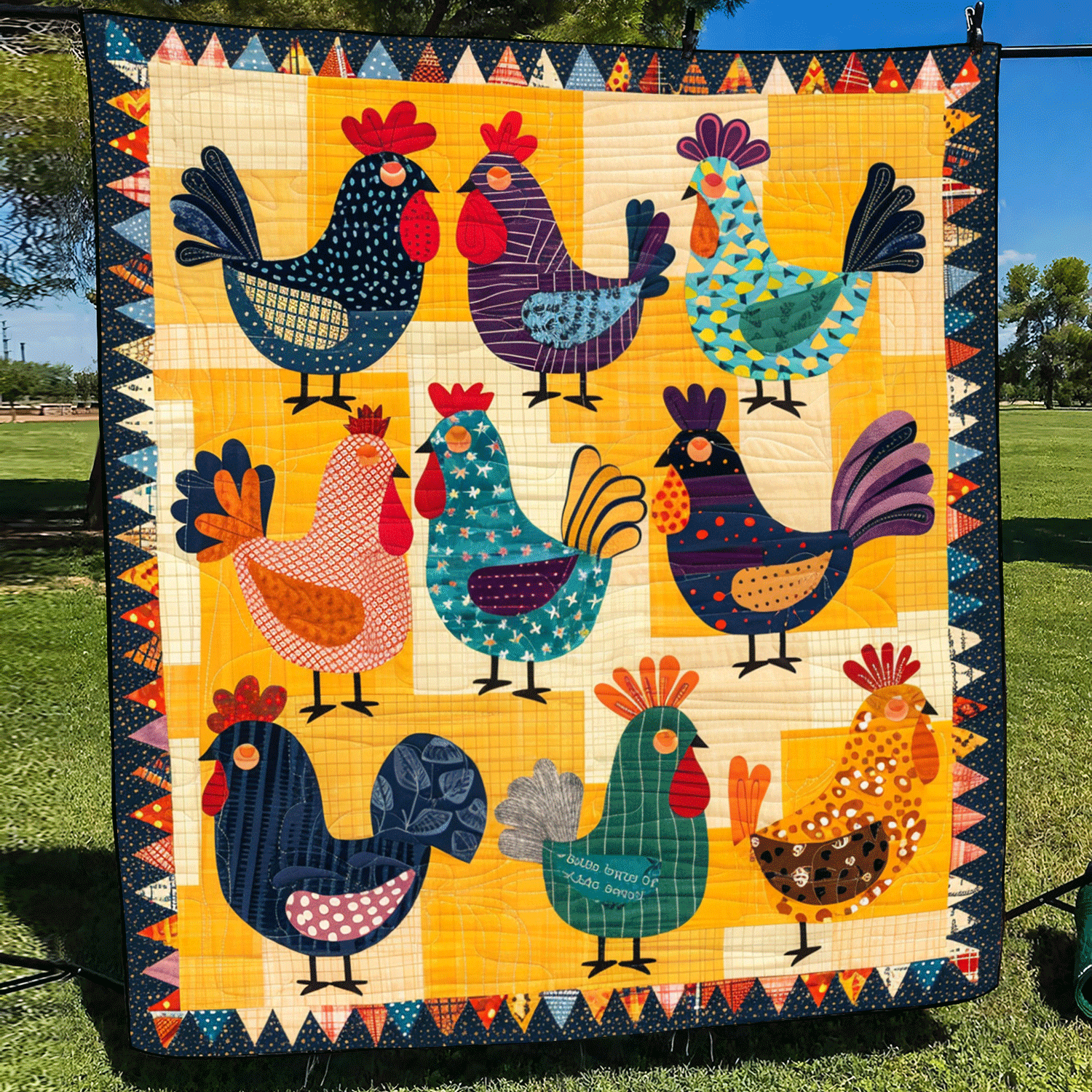 Farmyard Friends Quilted Blanket Chicken Lover Presents