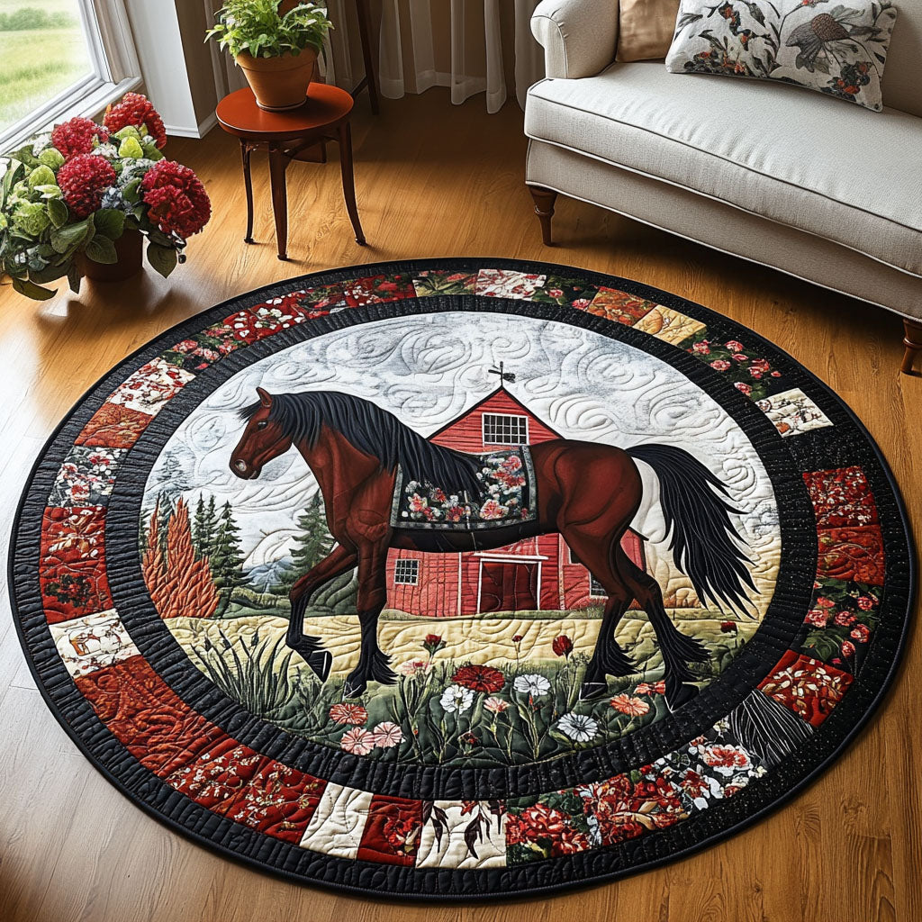 Farmyard Quilted Round Mat Entryway Rug Ideas Unique Gifts For Horse Lovers