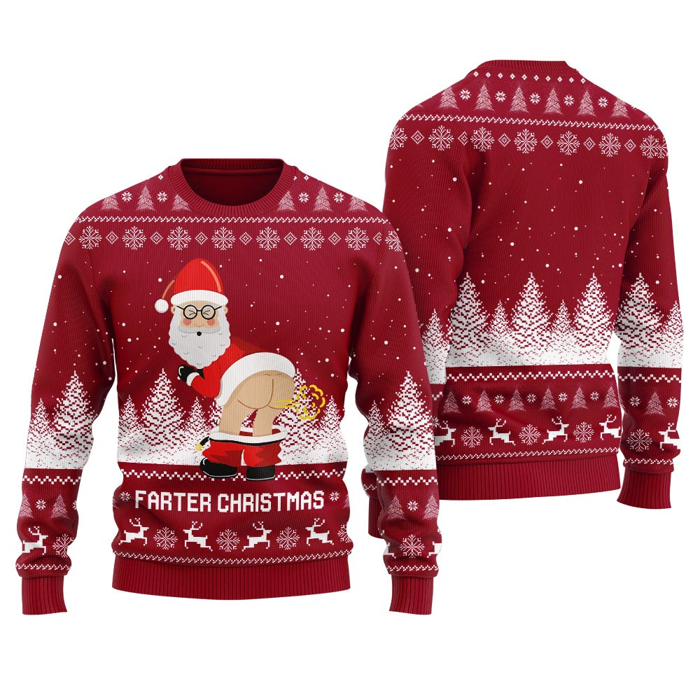 Farter Christmas Funny Santa Ugly Holiday Sweater Personalized Christmas Sweatshirt Gift for Family