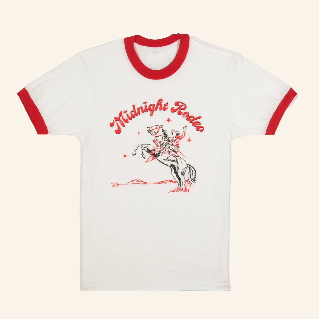 Fashion Moves Forward Merch Midnight Rodeo Bucking Bronco Ringer T-Shirt Present For Friend