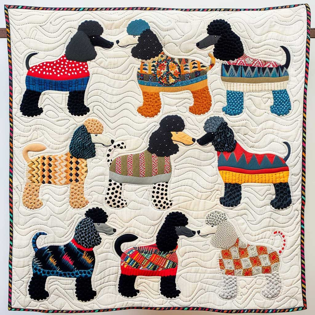 Fashionista Poodle Holiday Christmas Quilt Blanket Mother In Law Christmas Gift
