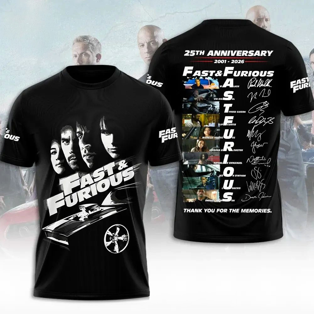 Fast And Furious 25th Anniversary 2001 2026 Thank You For The Memories Shirt Gift For Fans