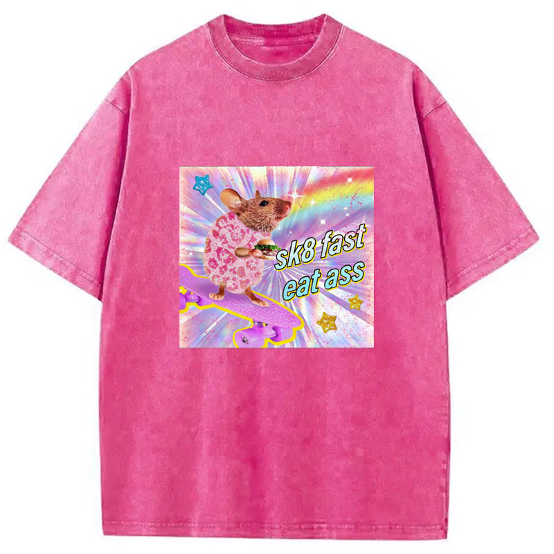 Fast Eat Ass Washed T-Shirt Funny Graphic Gift For Friends Gifts For Brother