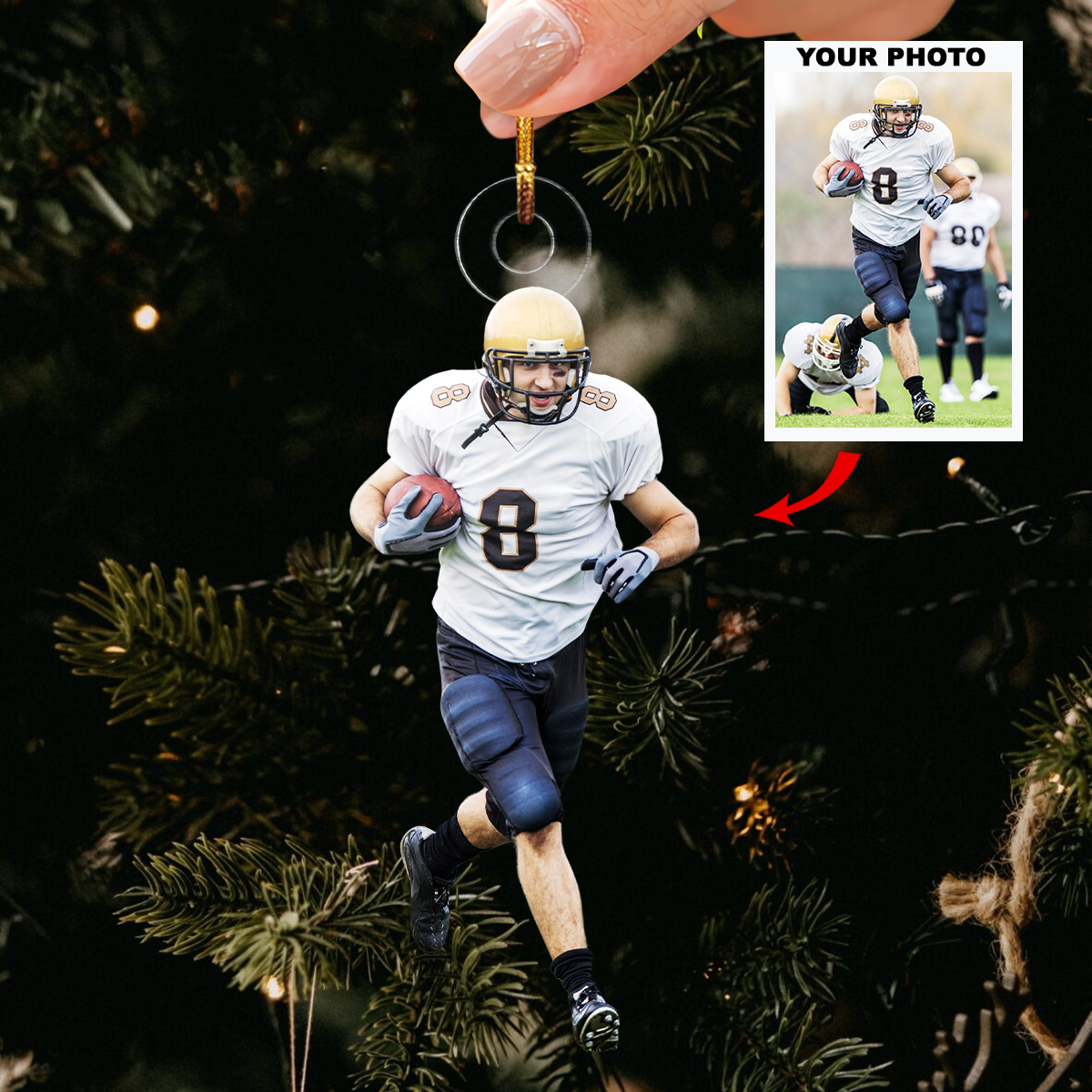 Fast Play Personalized Photo Mica Ornament Gift For Football Lovers Football Players