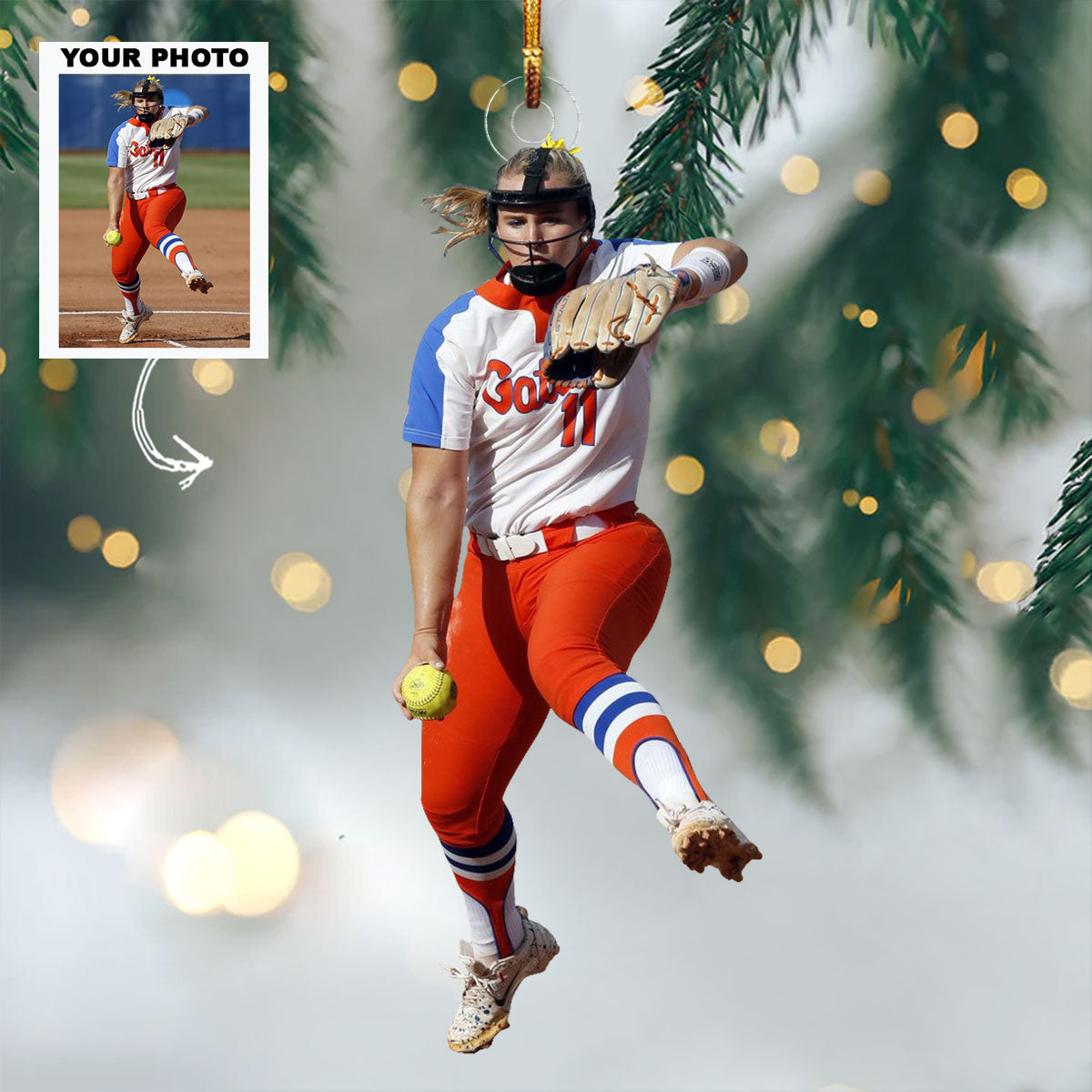 Fastpitch Queen Personalized Photo Mica Ornament Christmas Gift For Softball Lovers So