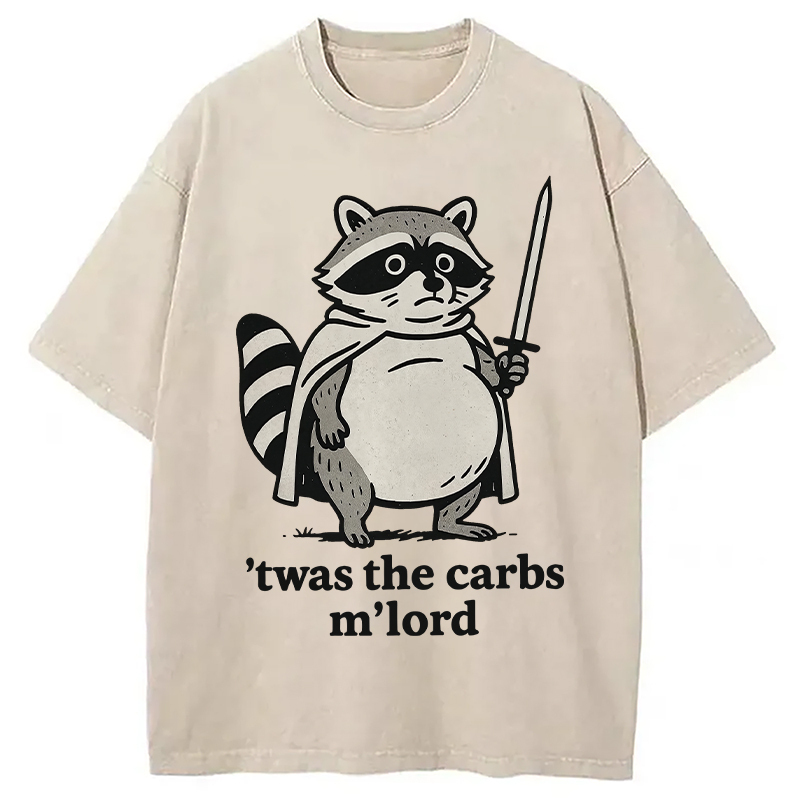 Fat Raccoon Sword Humor Washed T-Shirt Unisex Streetwear Graphic Style Gifts For Besties Fat Raccoon Sword Humor Washed T-Shirt Unisex Streetwear Graphic Style Gifts For Besties