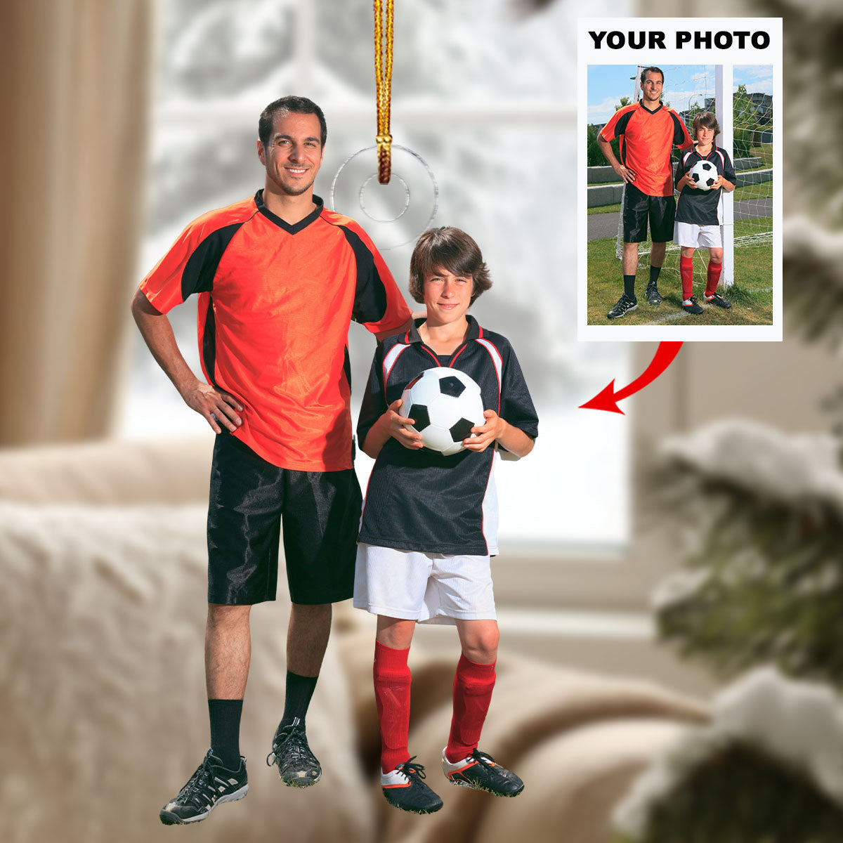 Father And Son Goalkeepers Personalized Photo Mica Ornament Christmas Gift For Sport