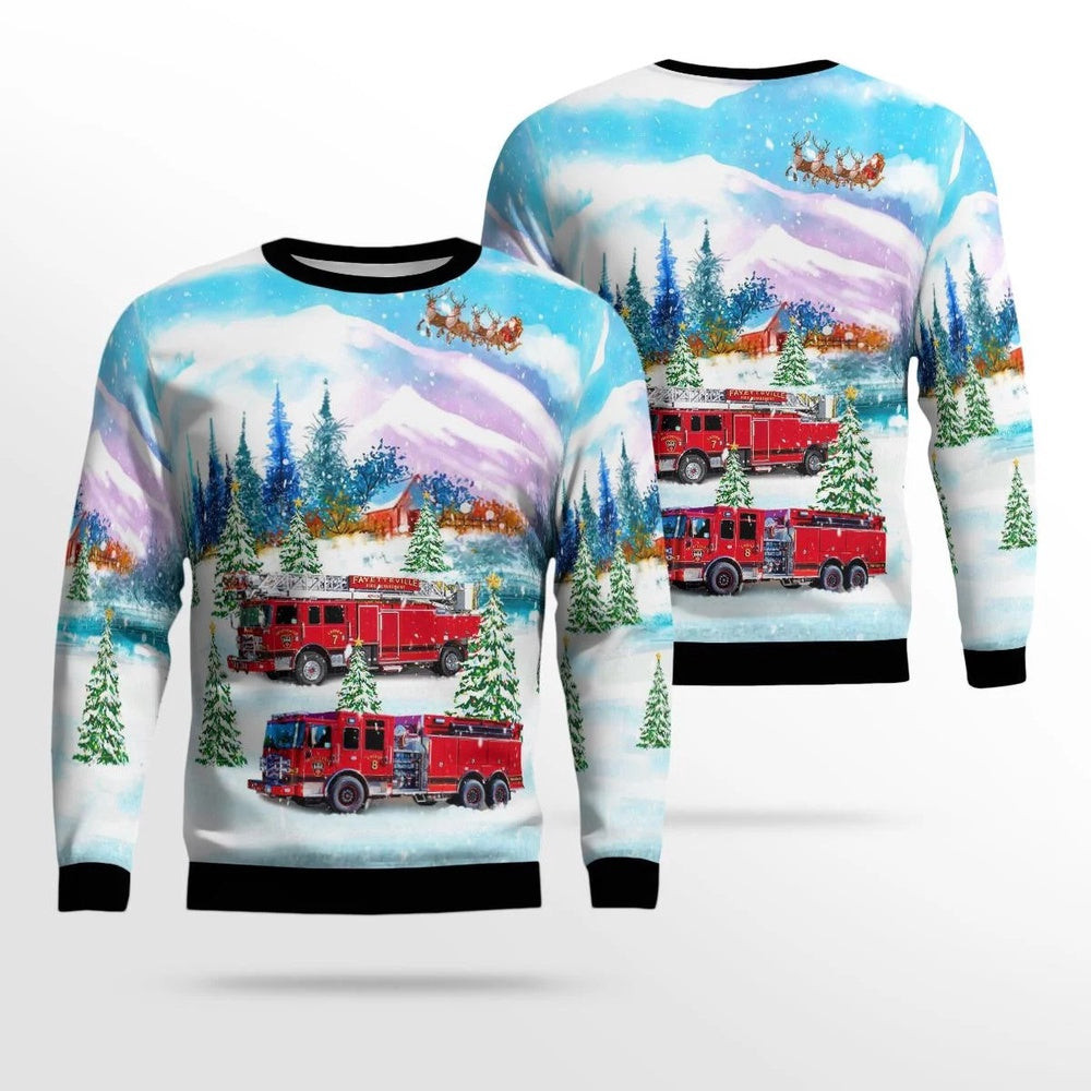 Fayetteville Arkansas Fayetteville Fire Department AOP Ugly Sweater Xmas Unisex Sweater Christmas Gifts For Men Women