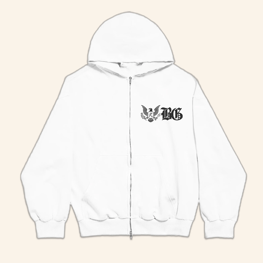 FBG Freebandz Merch FBG Eagle Zip Up Hoodie White Christmas Gifts For Guys FBG Freebandz Merch FBG Eagle Zip Up Hoodie White Christmas Gifts For Guys