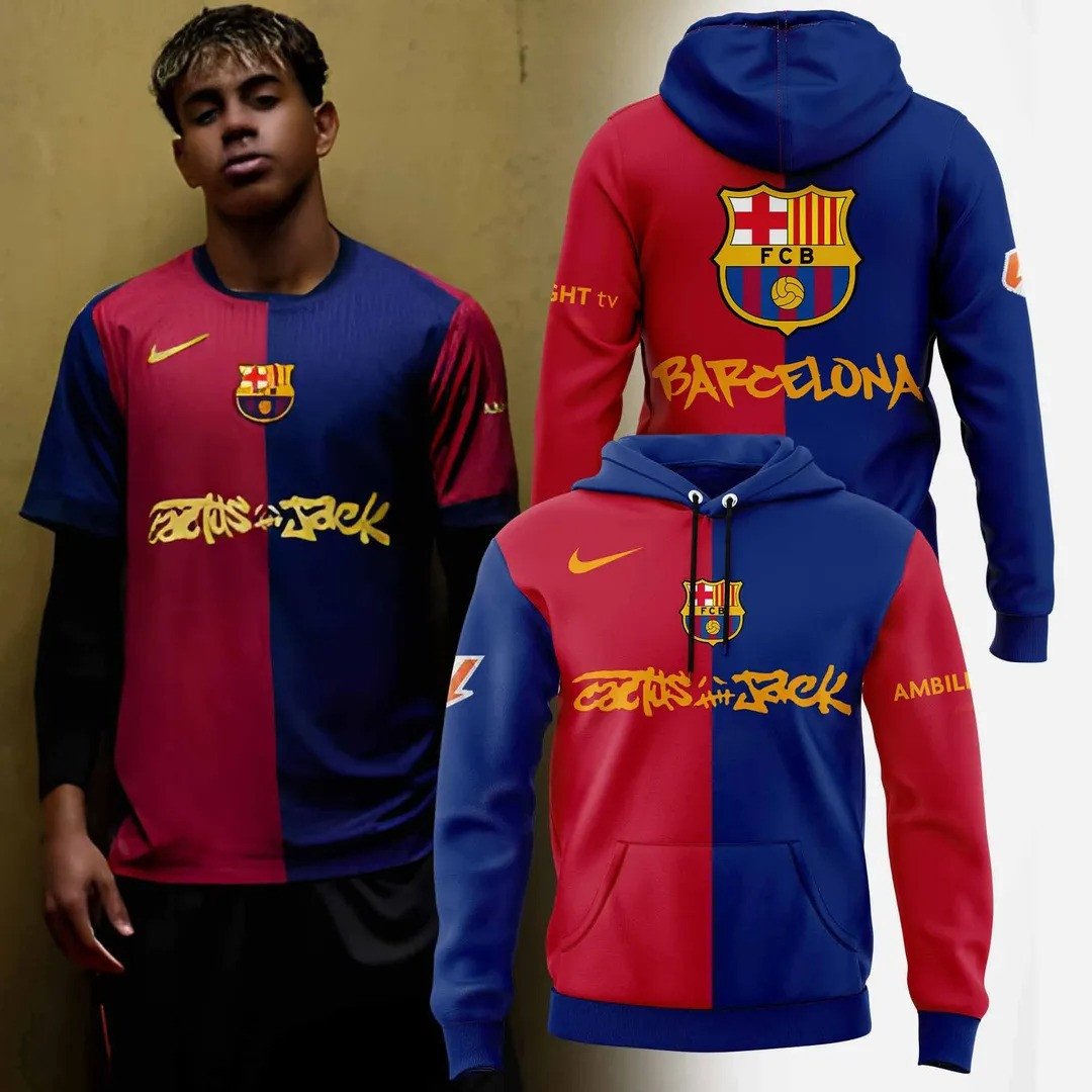 FC Barcelona x Travis Scott 24 25 Men's Hoodie Cool Idea Gifts For Soccer Fans