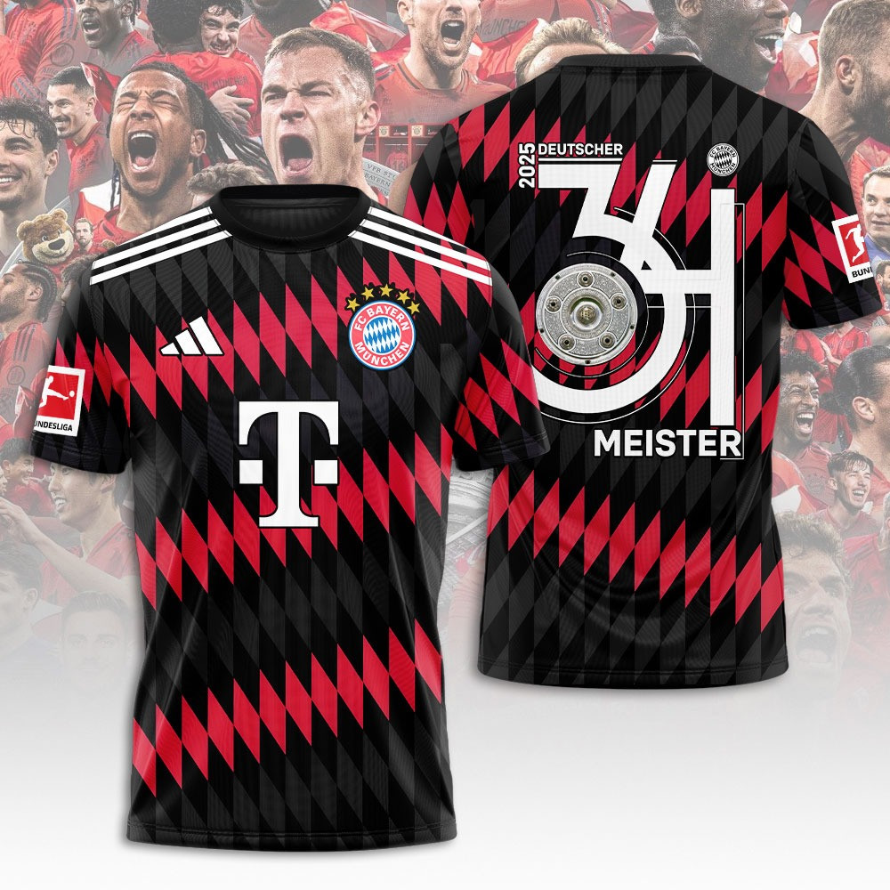 FC Bayern Munchen 34 Deutscher 2025 T-Shirt Best Gifts For Football Lovers
