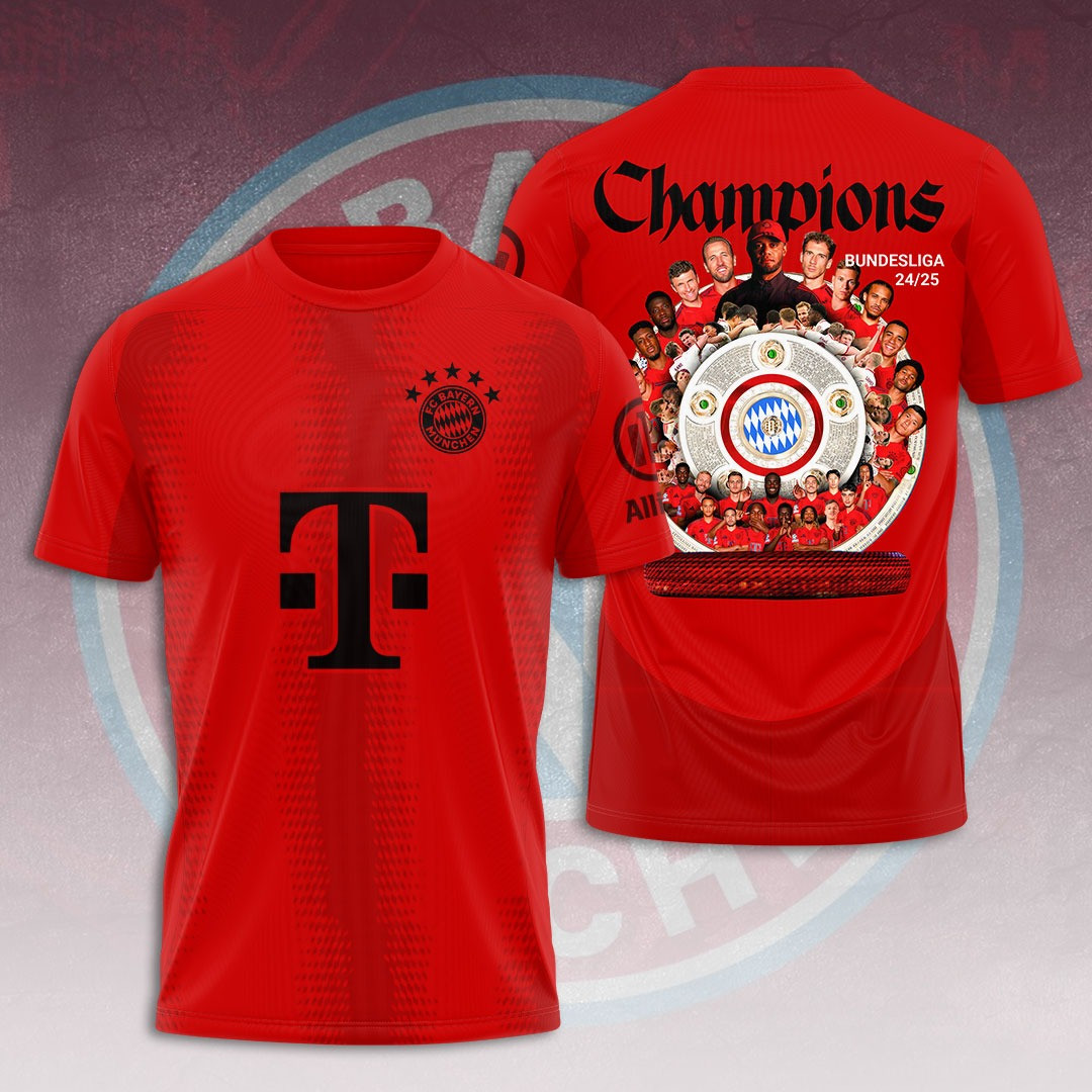 FC Bayern Munchen Champions Bundesliga 2025 T-Shirt Cool Gifts For Football Lovers