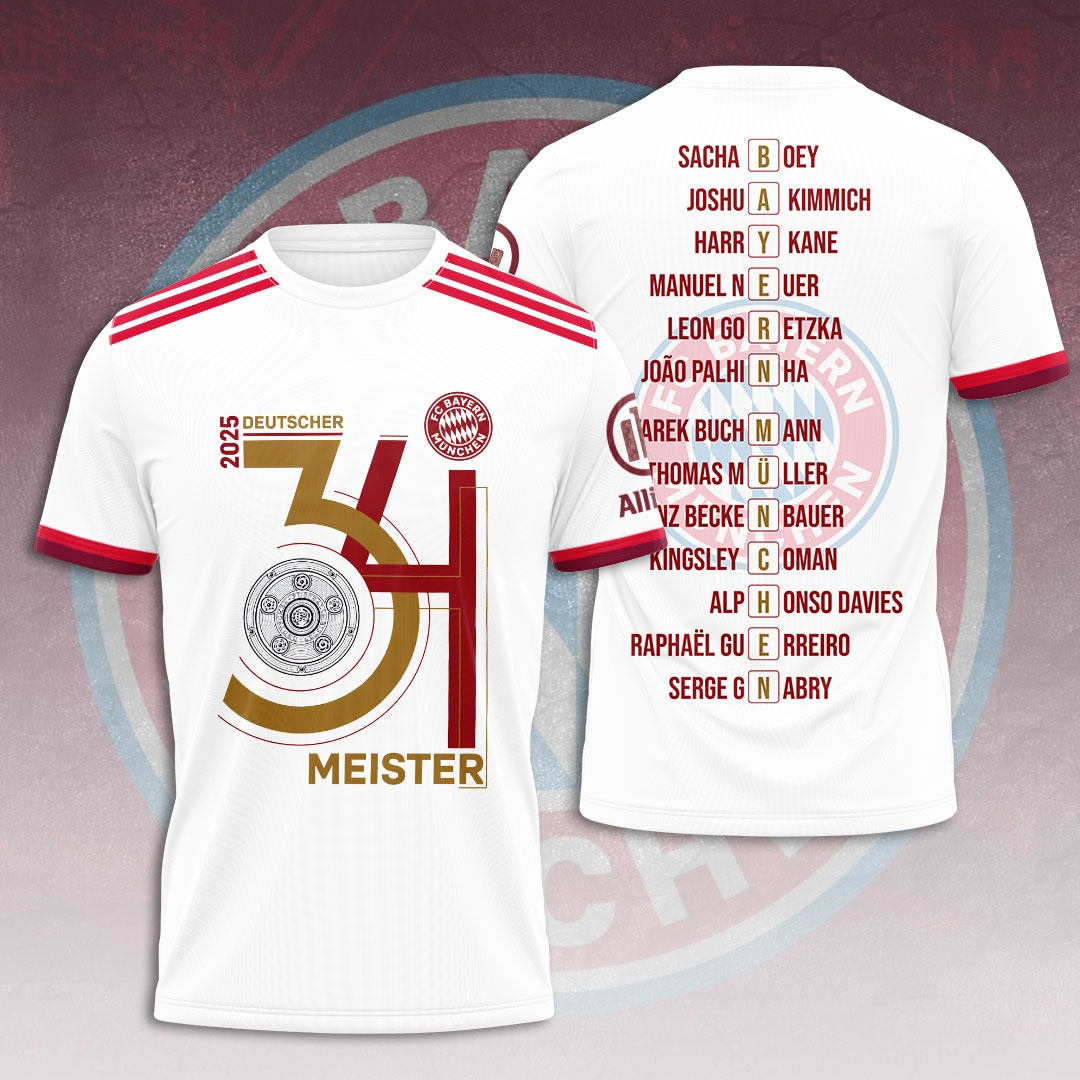 FC Bayern Munchen Deutscher 34 T-Shirt Cool Gifts For Football Lover