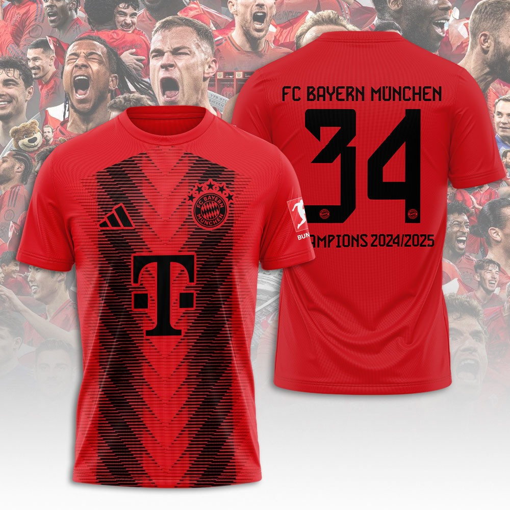 FC Bayern Munchen Deutscher 34 T-Shirt Cool Gifts For Football Lovers