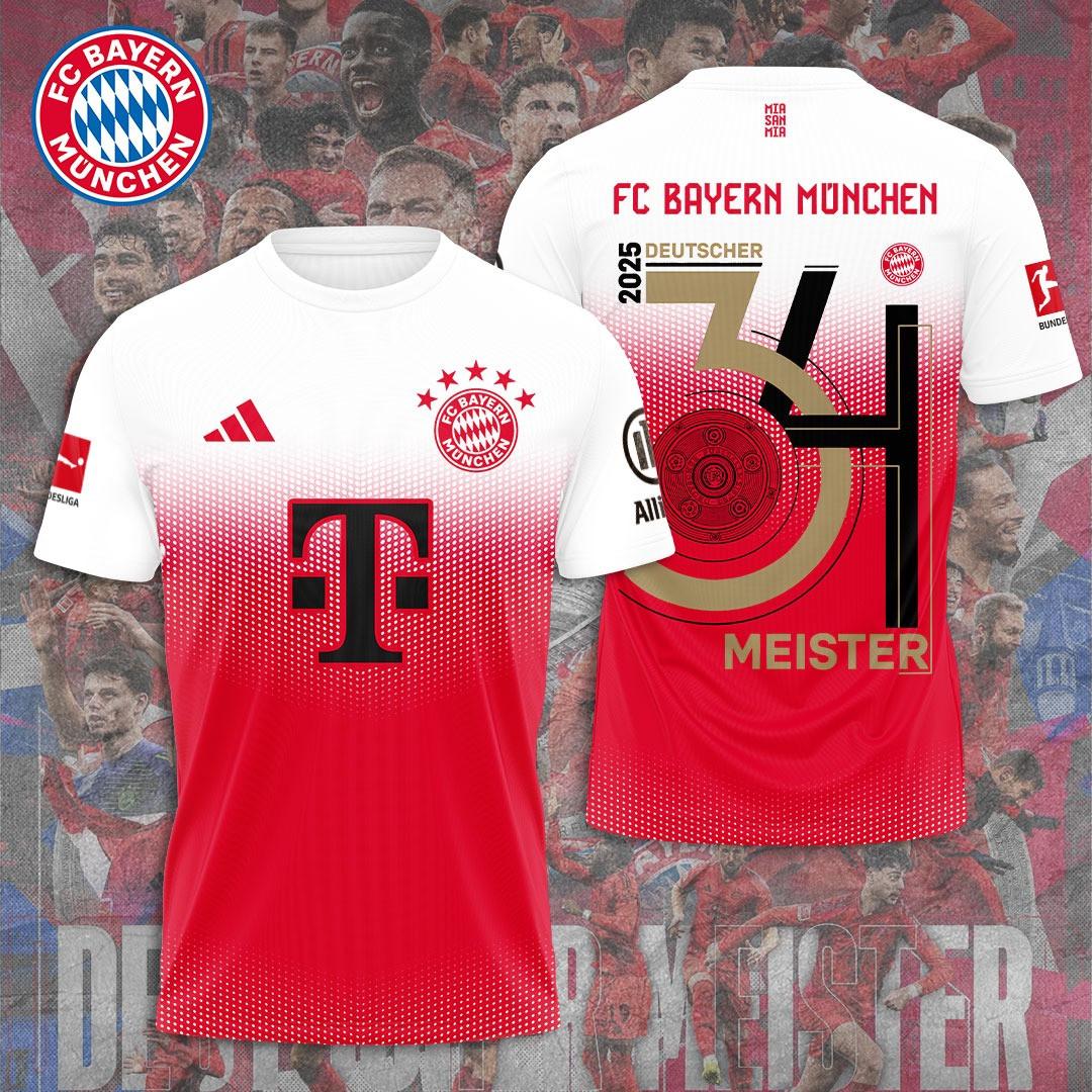 FC Bayern Munchen Deutscher 34 T-Shirt Unique Gifts For Football Lovers