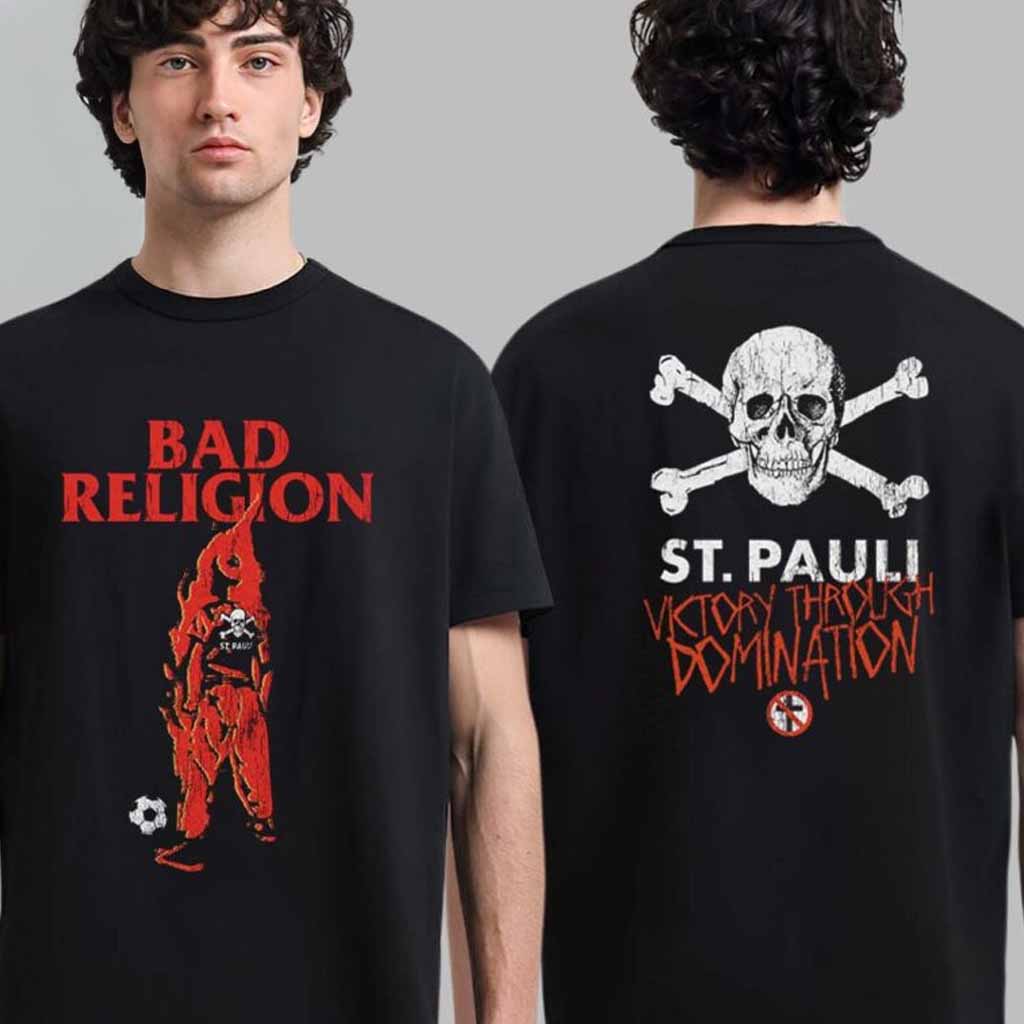 FC St Pauli x Bad Religion Victory Through Domination T-Shirt Gift Ideas For Him FC St Pauli x Bad Religion Victory Through Domination T-Shirt Gift Ideas For Him