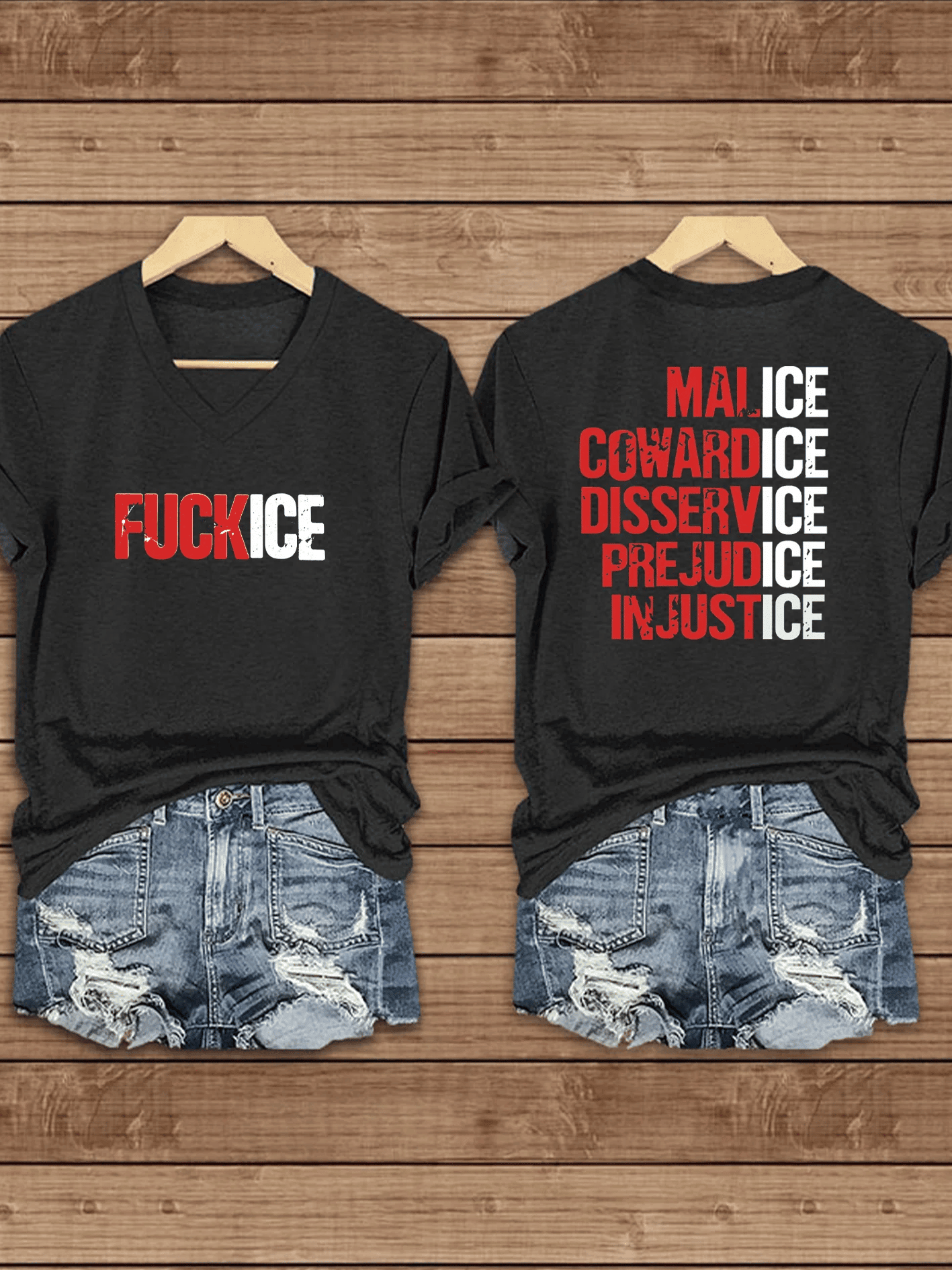Fck Ice Justice For Renee V-Neck Shirt RIP Renee Clothes Good Gifts For Her