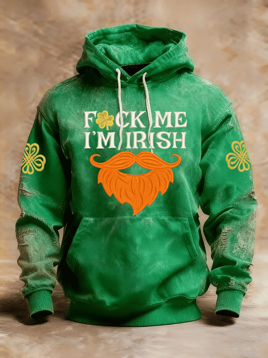 Fck Me I'm Irish Vintage Hoodie St Pattys Day Outfit Gifts For Grandpa
