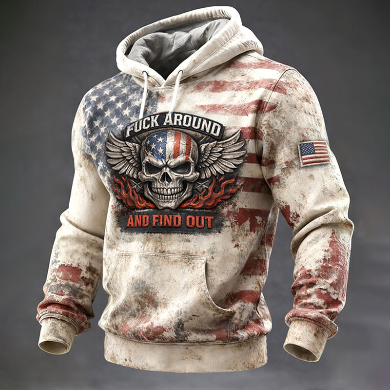 Fcks Around And Find Out Veteran Hoodie Patriotic Skull Apparel Gift For Veterans
