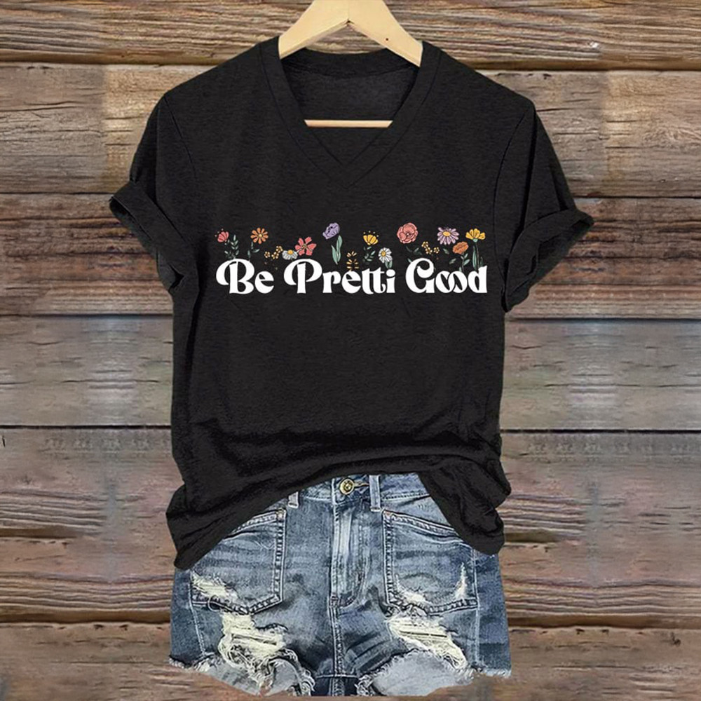 FDT Be Pretti Good Floral V-Neck Shirt Minnesota Strong Alex Pretti Merch Gift For Protesters