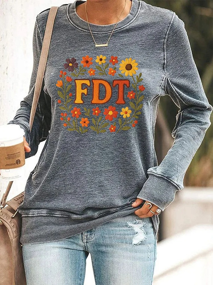 FDT Floral Sweatshirt Anti Fascist Merch Anti Trump Clothing Gifts For Women
